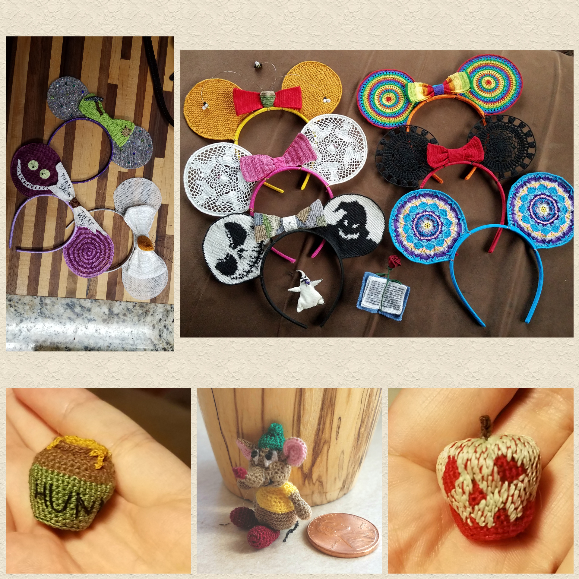 Some of my Disney crochet creations, my sister loves the lightness of the ears since it's sewing