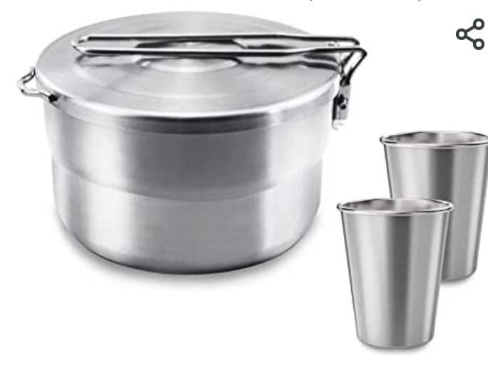 For US, Outdoor cooking pot with 2 cups stainless steel camping