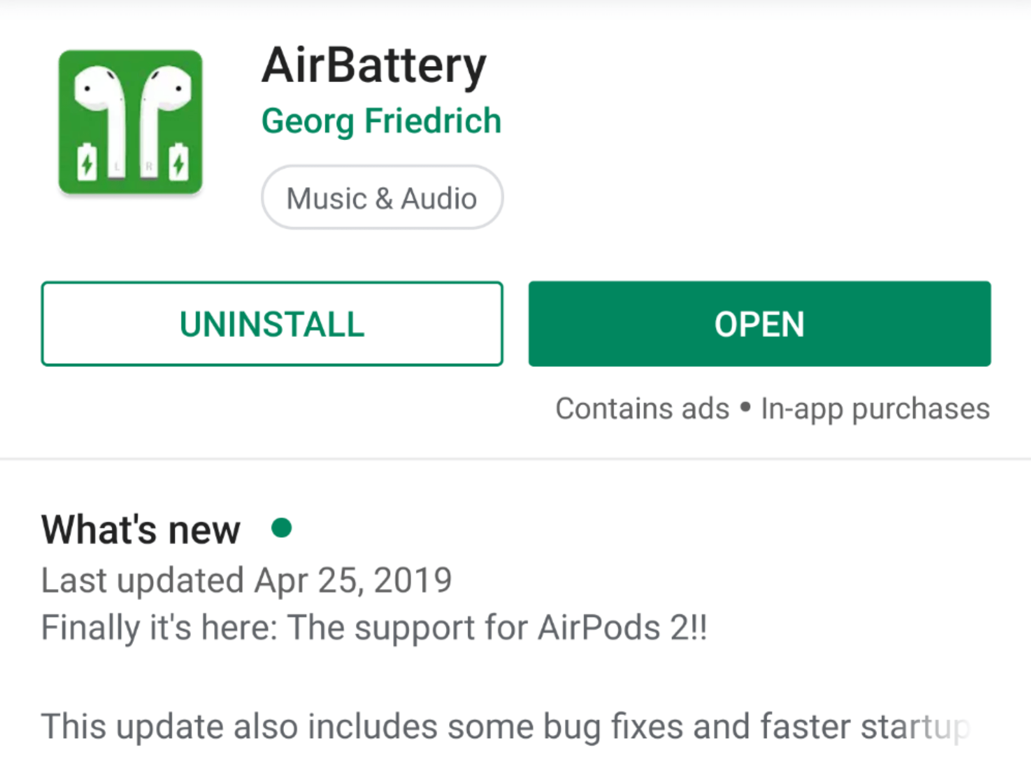 Air battery app was just updated to support AirPods 2. airpods