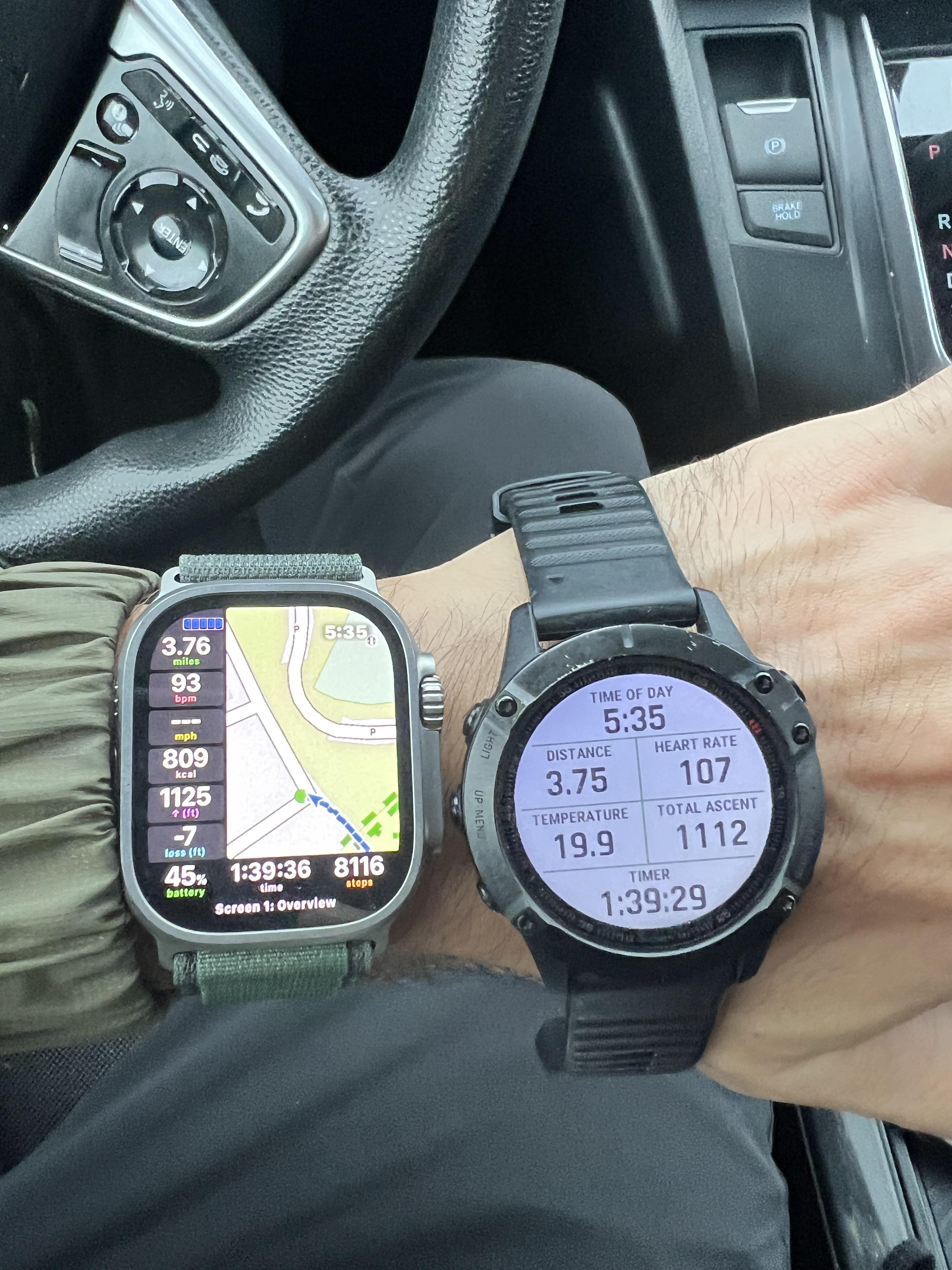 I did a hike using my brand new Apple Watch Ultra and my Garmin Fênix 6