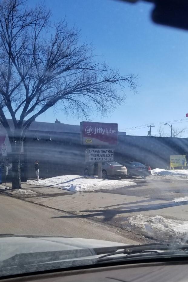Sign at a Jiffy Lube in Edmonton, AB r/DunderMifflin