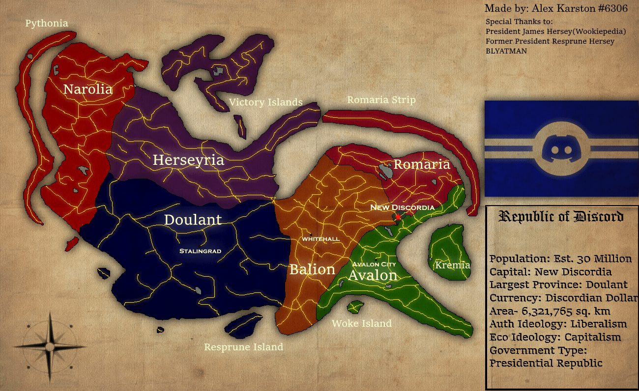 Map of a Discord Mock Government. (Basically Government on Discord) r