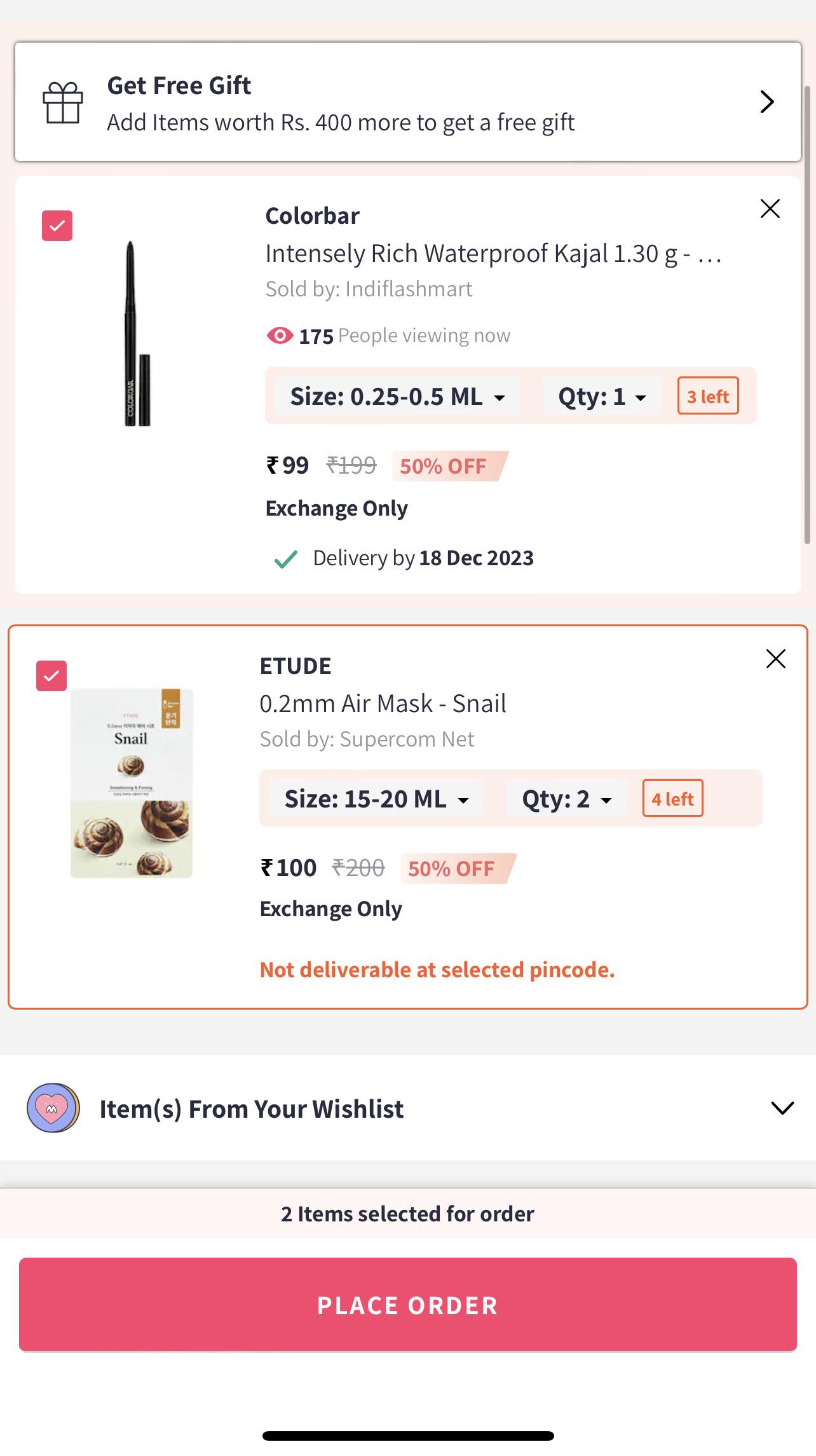 Why does myntra show “not deliverable at selected pin code” r