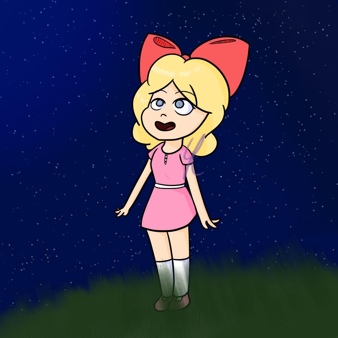 I drew Paula looking at the stars (while watching YuB play Earthbound