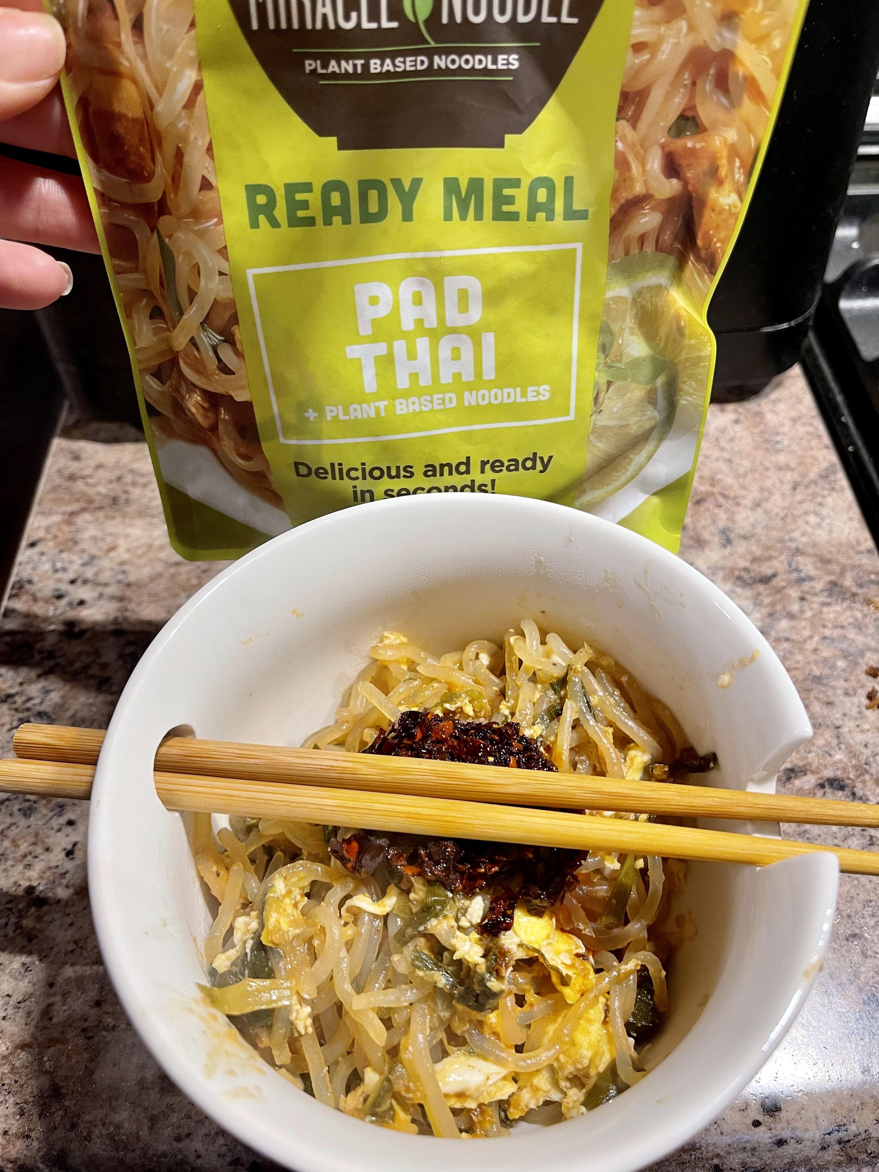 Miracle Noodle Pad Thai with one egg and chili oil! 350 cal r