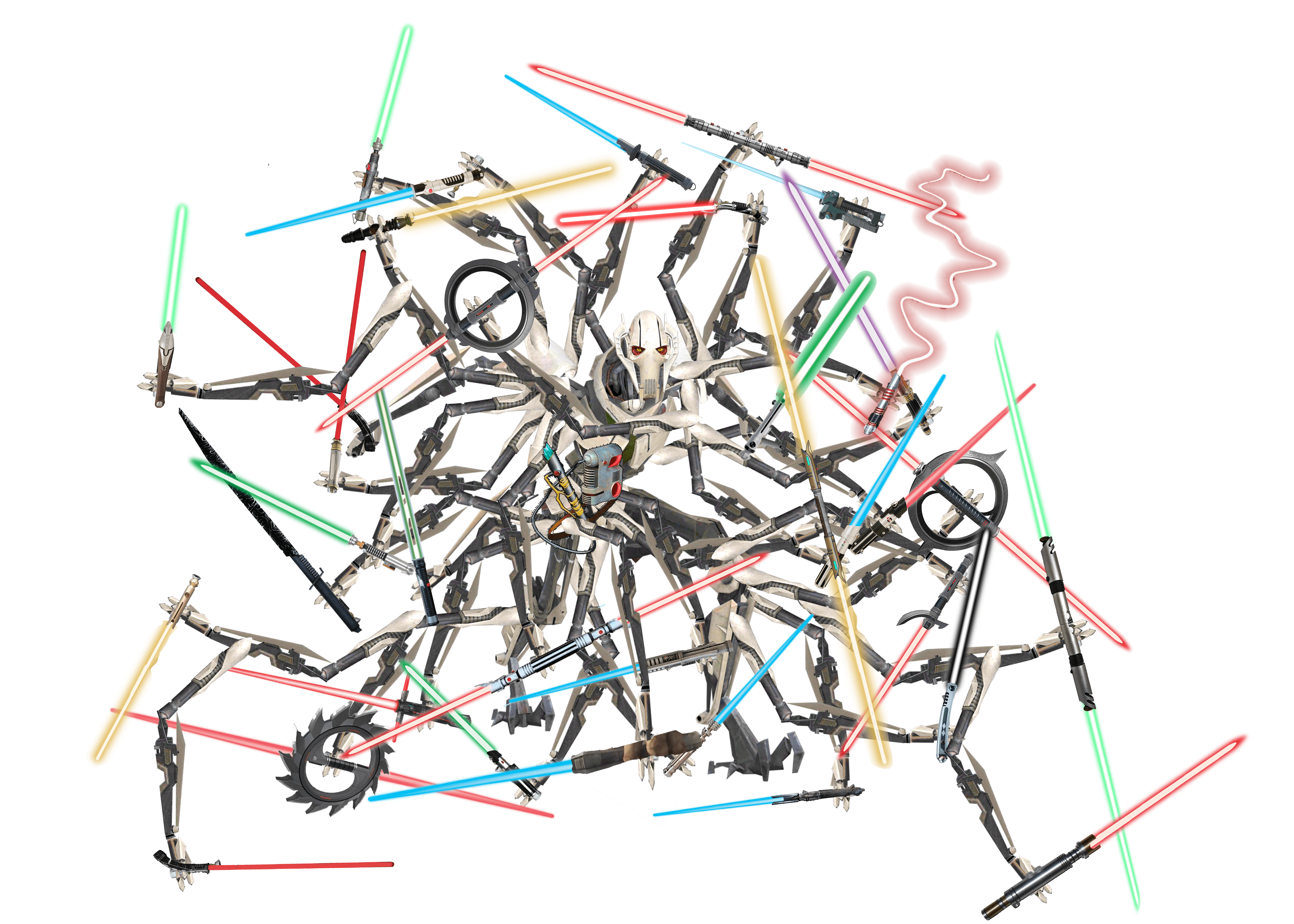 Every day General Grievous adds a unique lightsaber to his collection