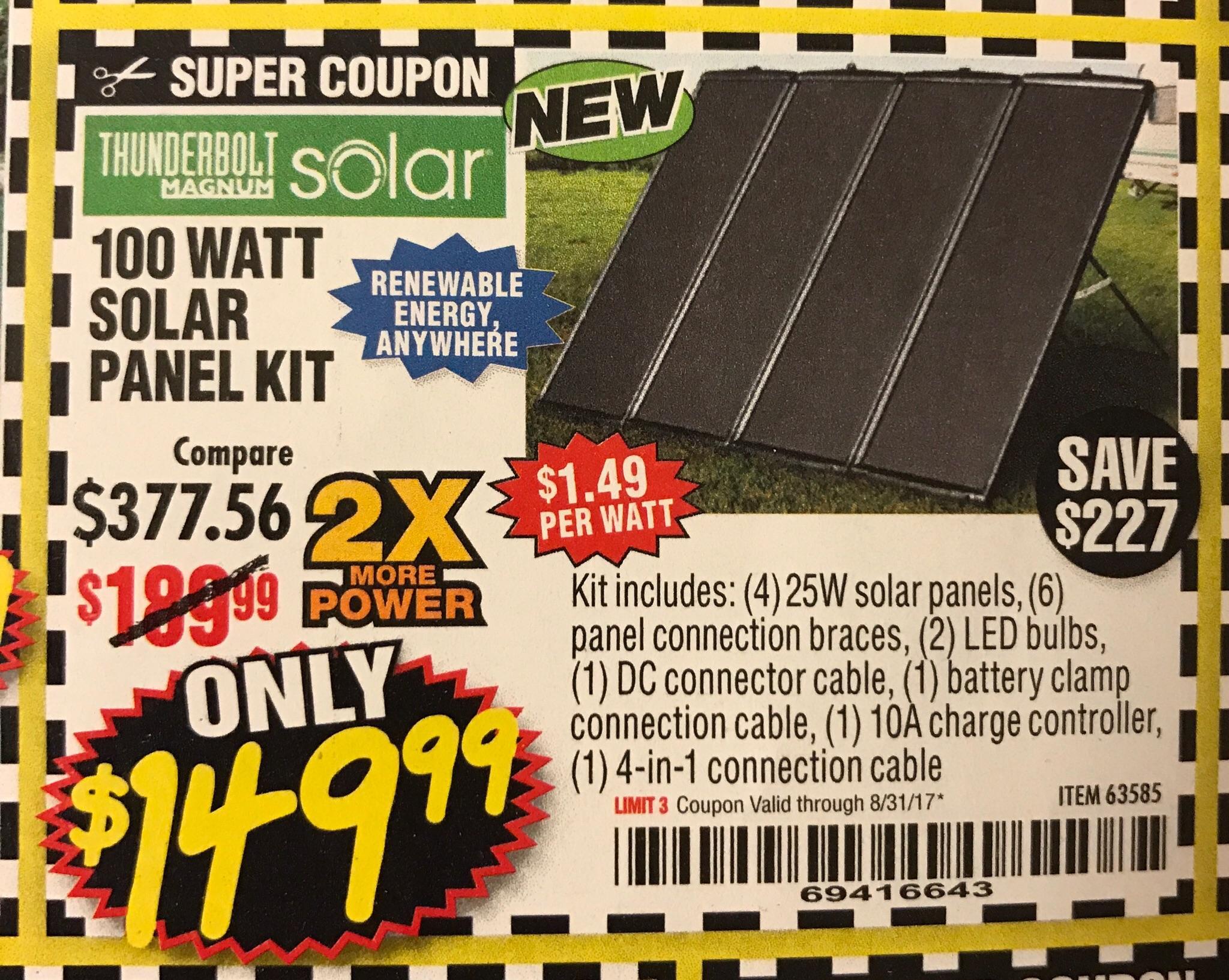 Thoughts? Harbor freight just got this new 100w amorphous portable solar panel kit r/vandwellers