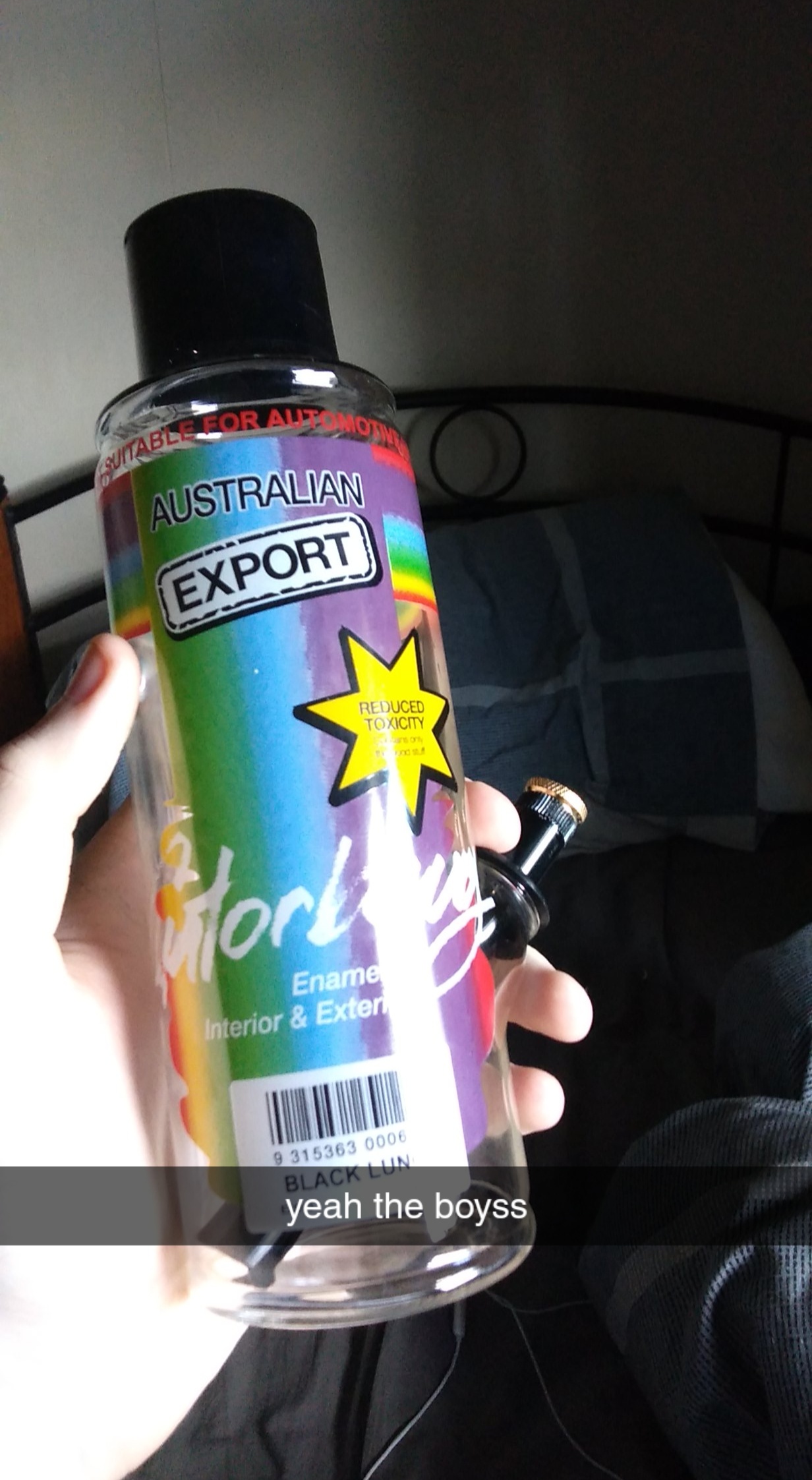 My first glass a glass Australian spray paint can r/Bongs