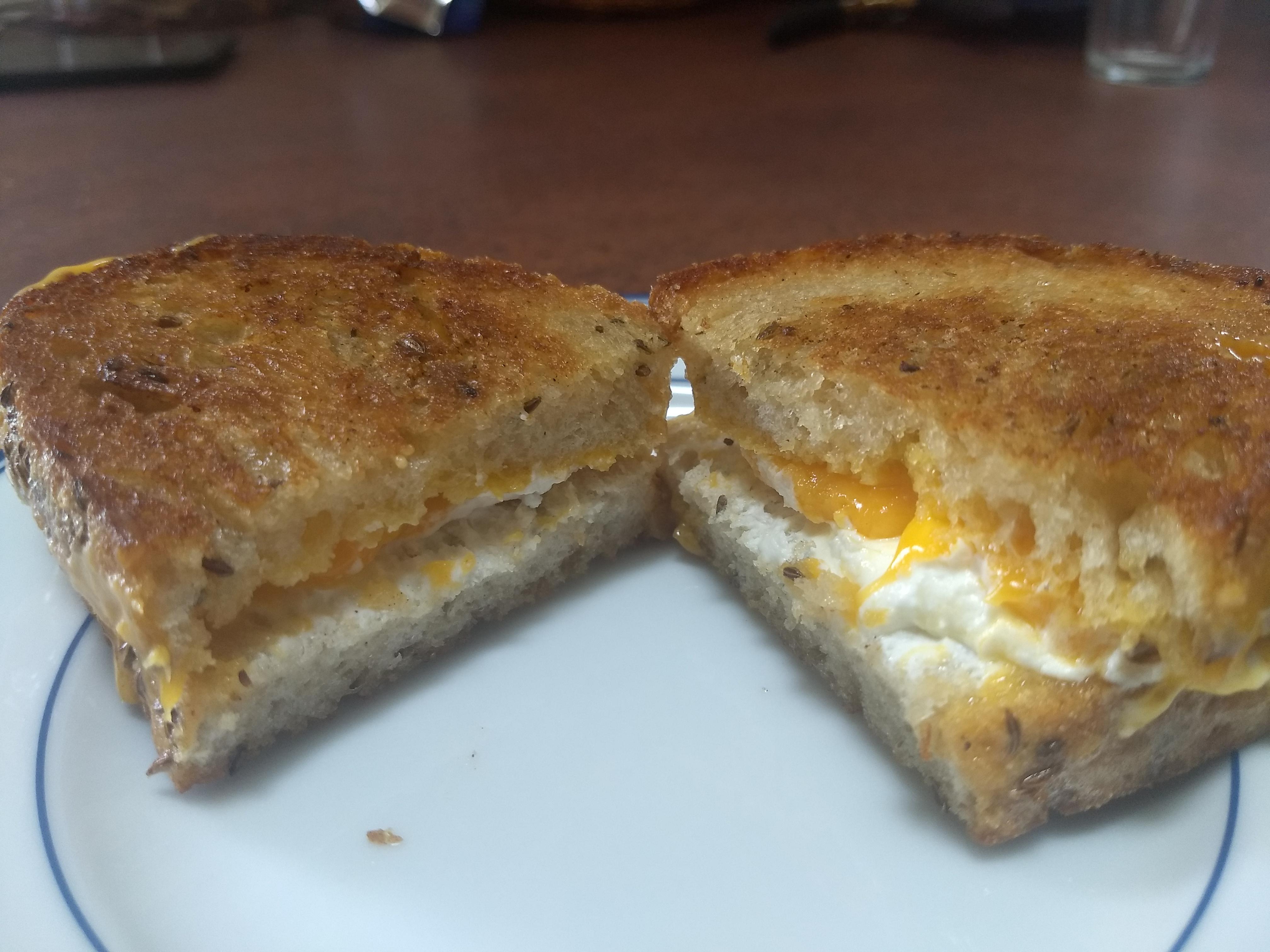 [Homemade] Grilled cheese sandwich with sharp cheddar and goat cheese