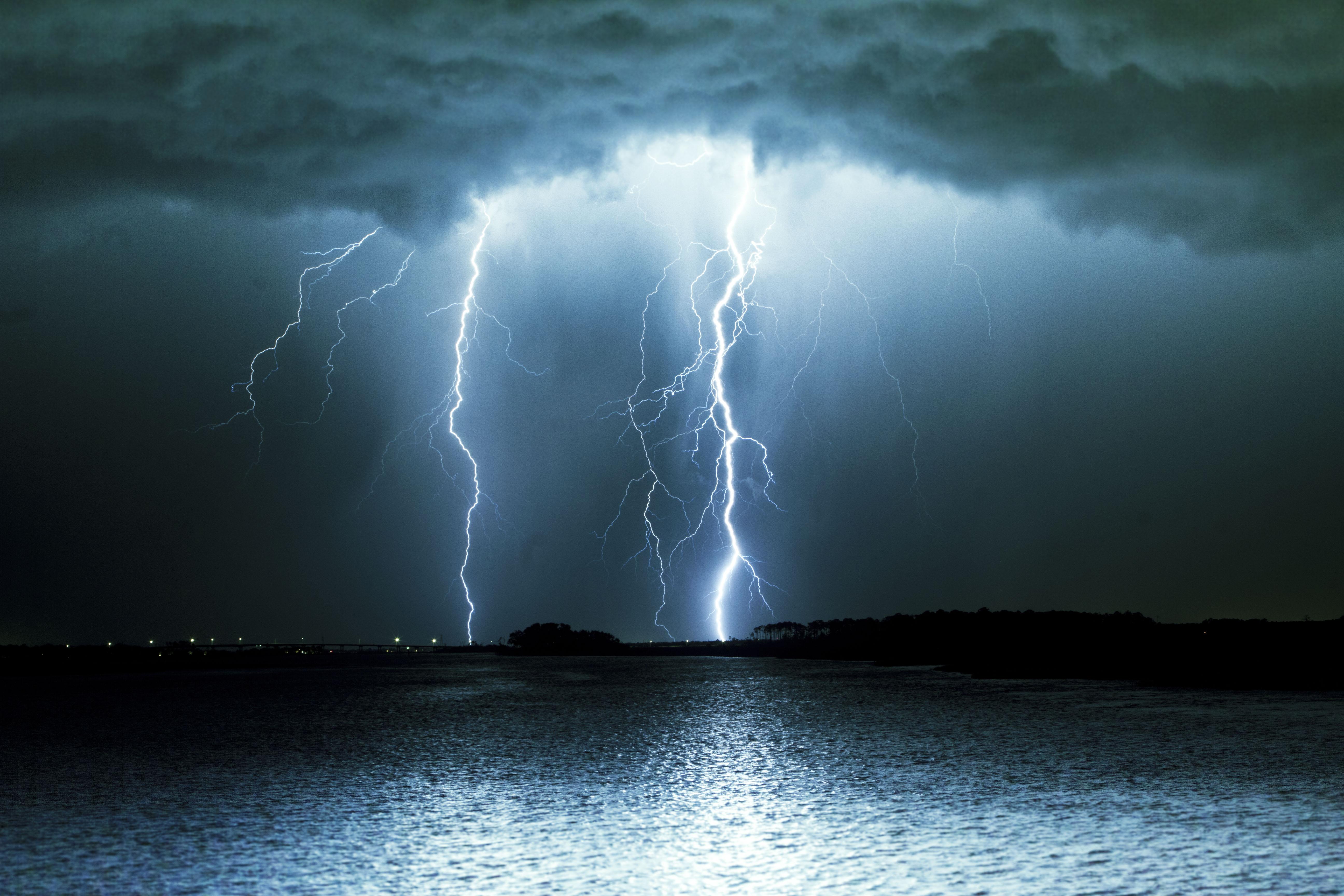 Massive Lightning July 27 2018 Jacksonville Beach, FL along the