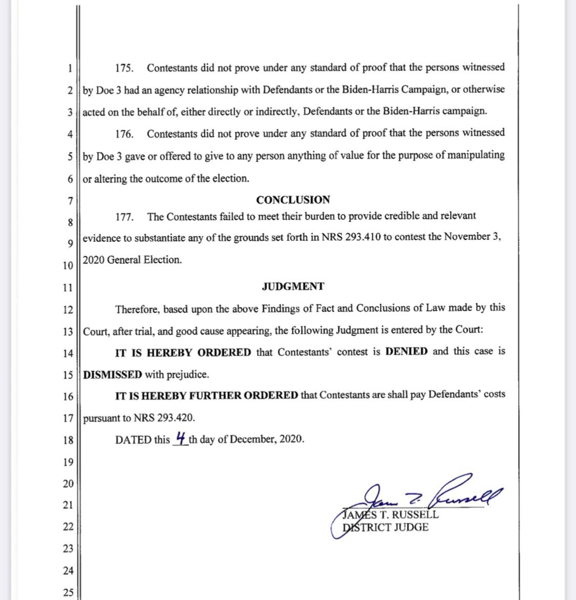 BREAKING District court in Nevada DISMISSES a case by the Trump