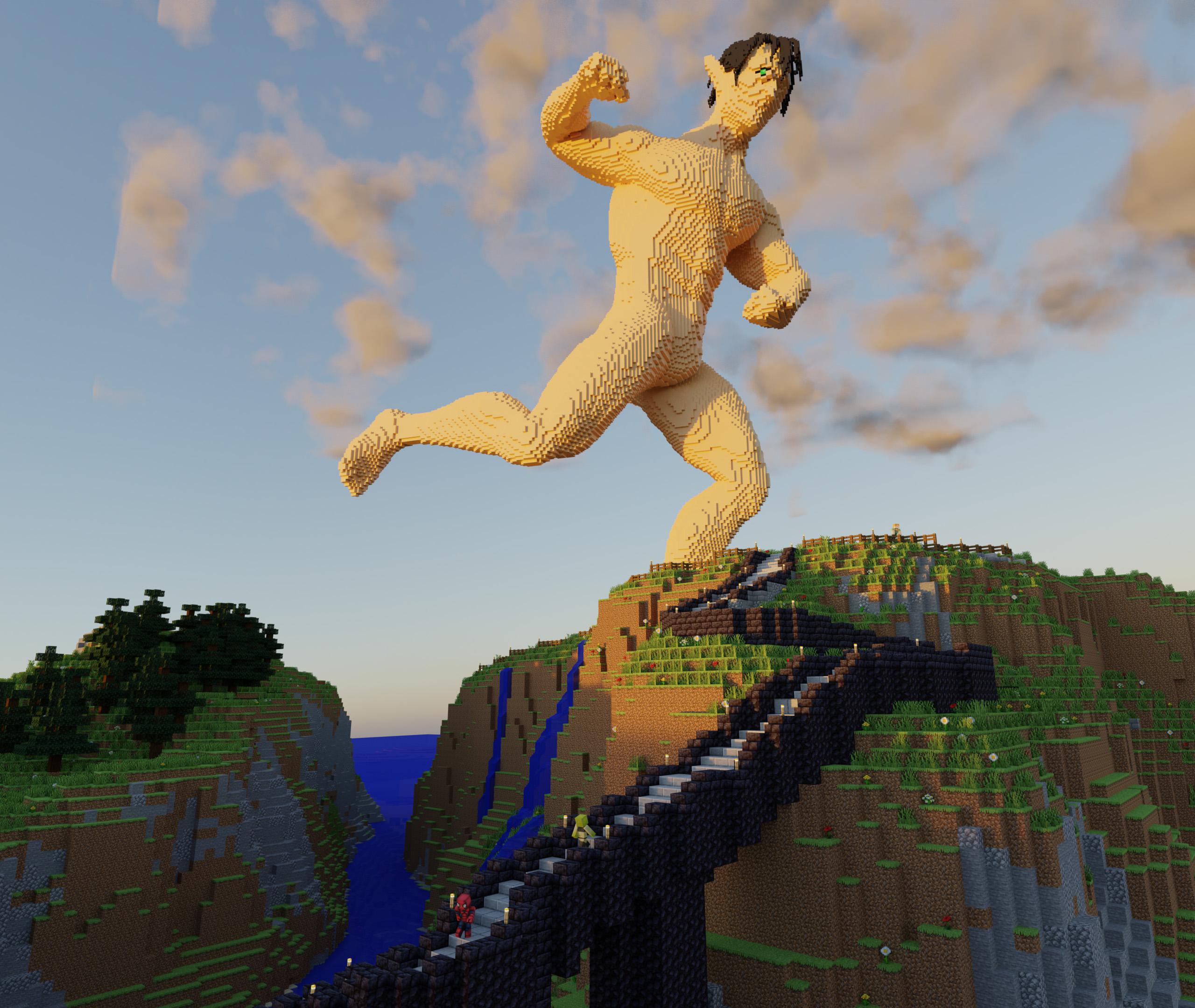 My brother and I made this Attack on Titan Statue in Minecraft. Hope