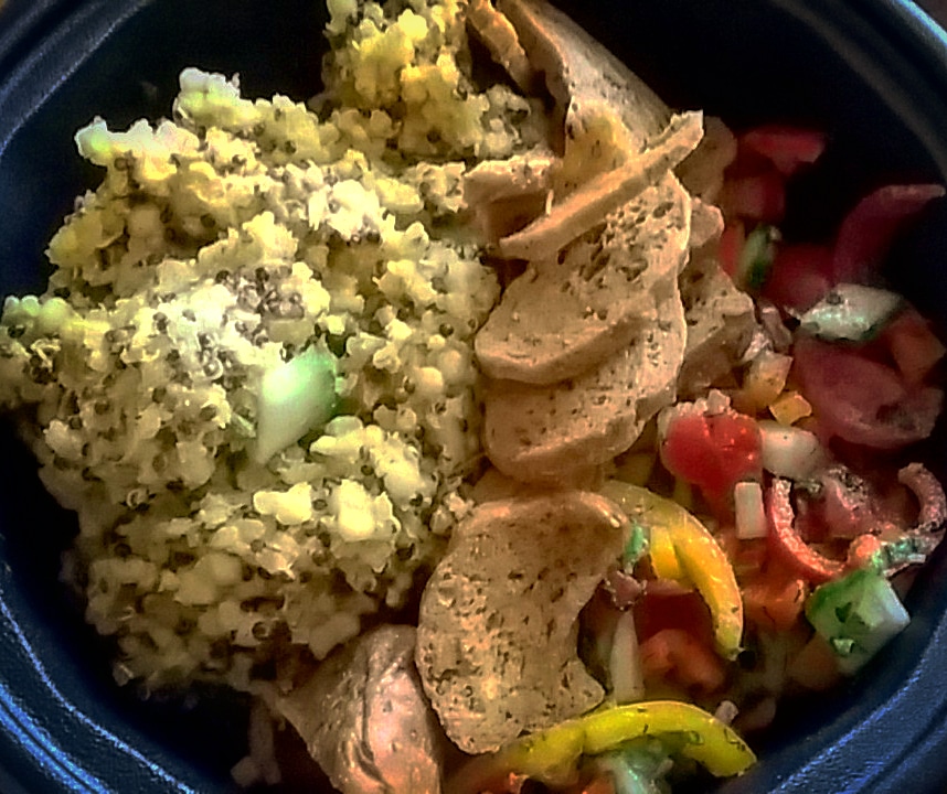 Potato phone meal prep. Seiten "merguez " sausage, ancient grains pilaf