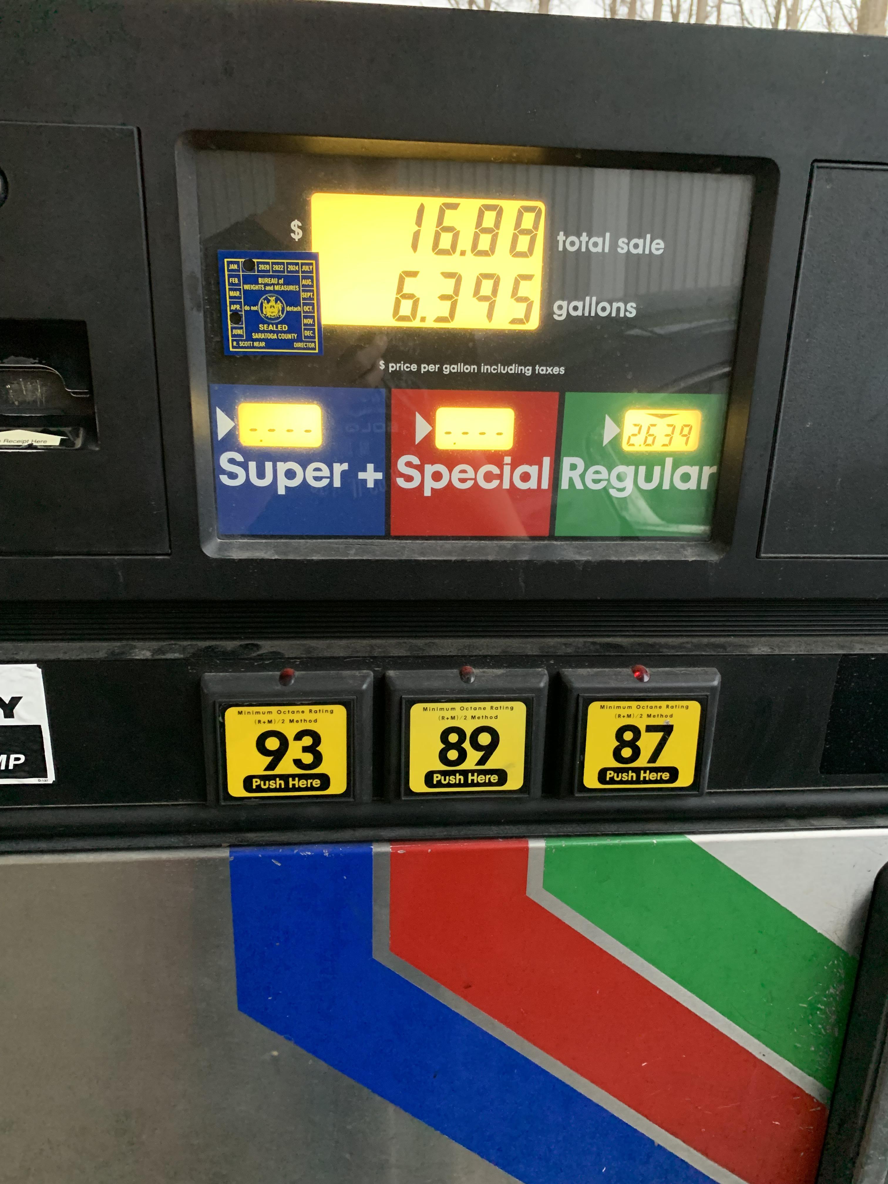 Gas pump has selection from highest to lowest instead of lowest to