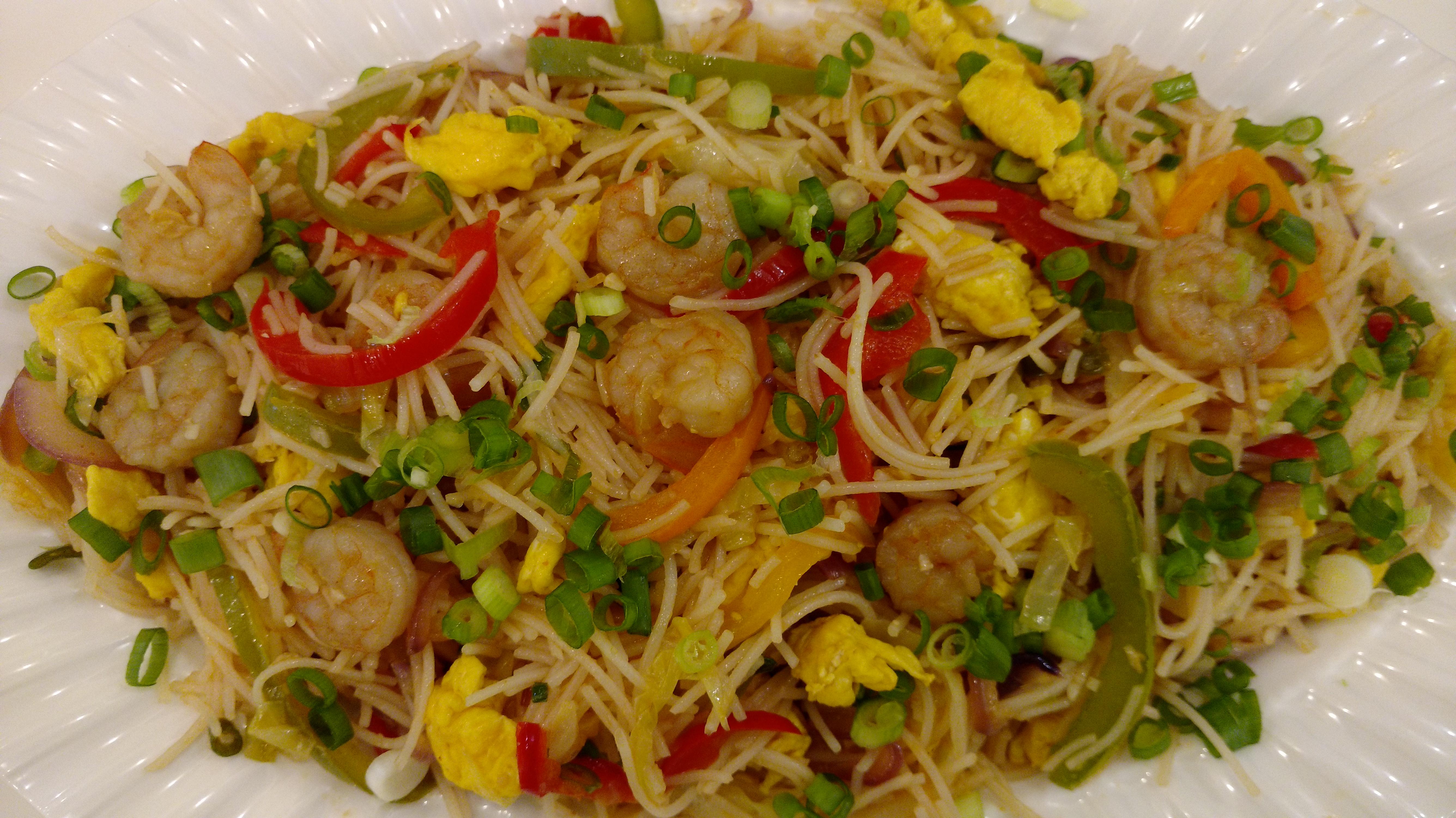 Singapore style Stir fry Rice Noodles