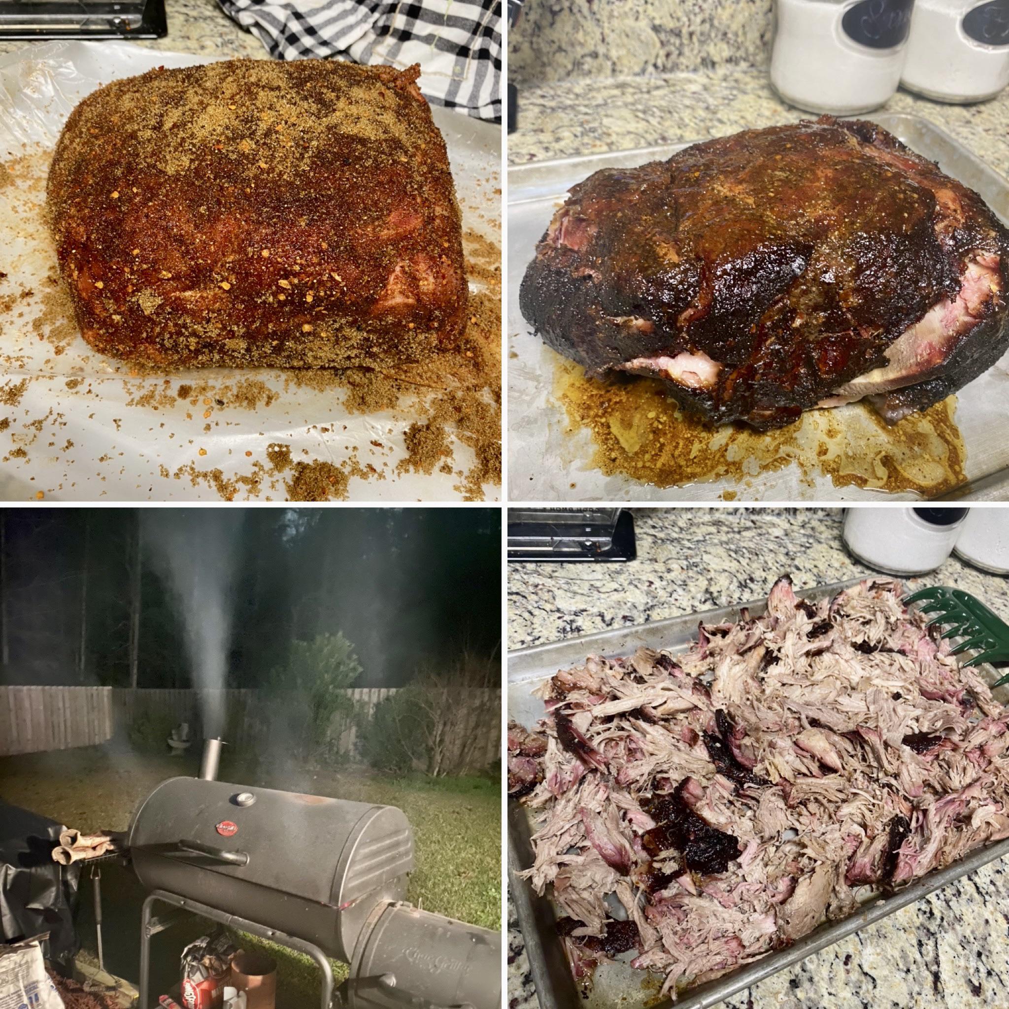 First smoked Boston butt. Started at 7am finished at 9pm. r/smoking