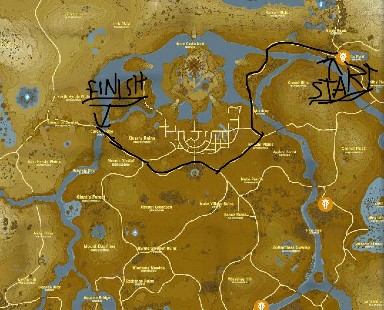 I challenge yall to travel past Hyrule castle town using the marked