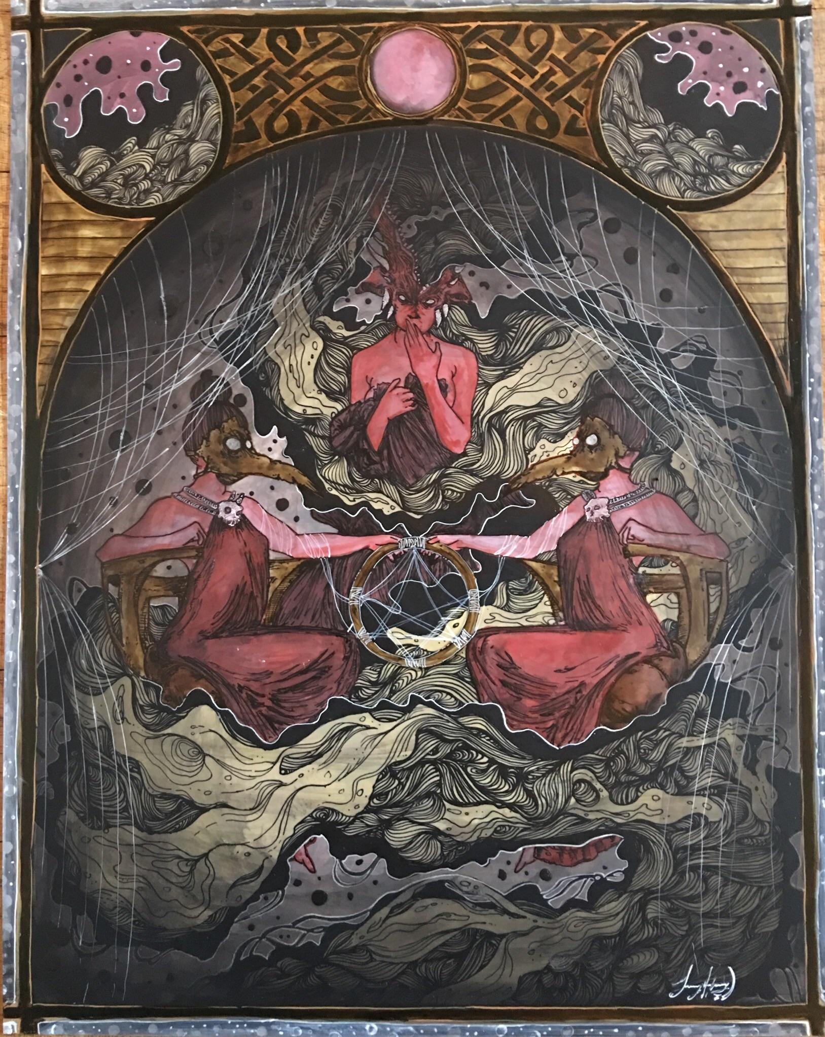 “Poison Demon”, ink and acrylic on duralar, 11x14 Art