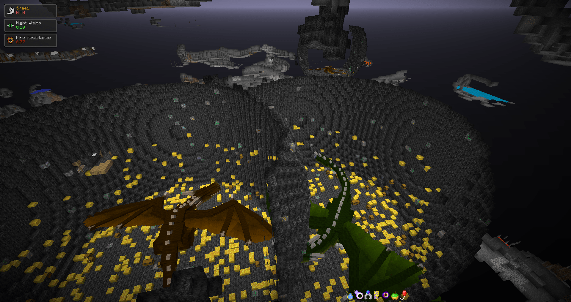 After not finding any for thousands of blocks, I found 3 dragon dens