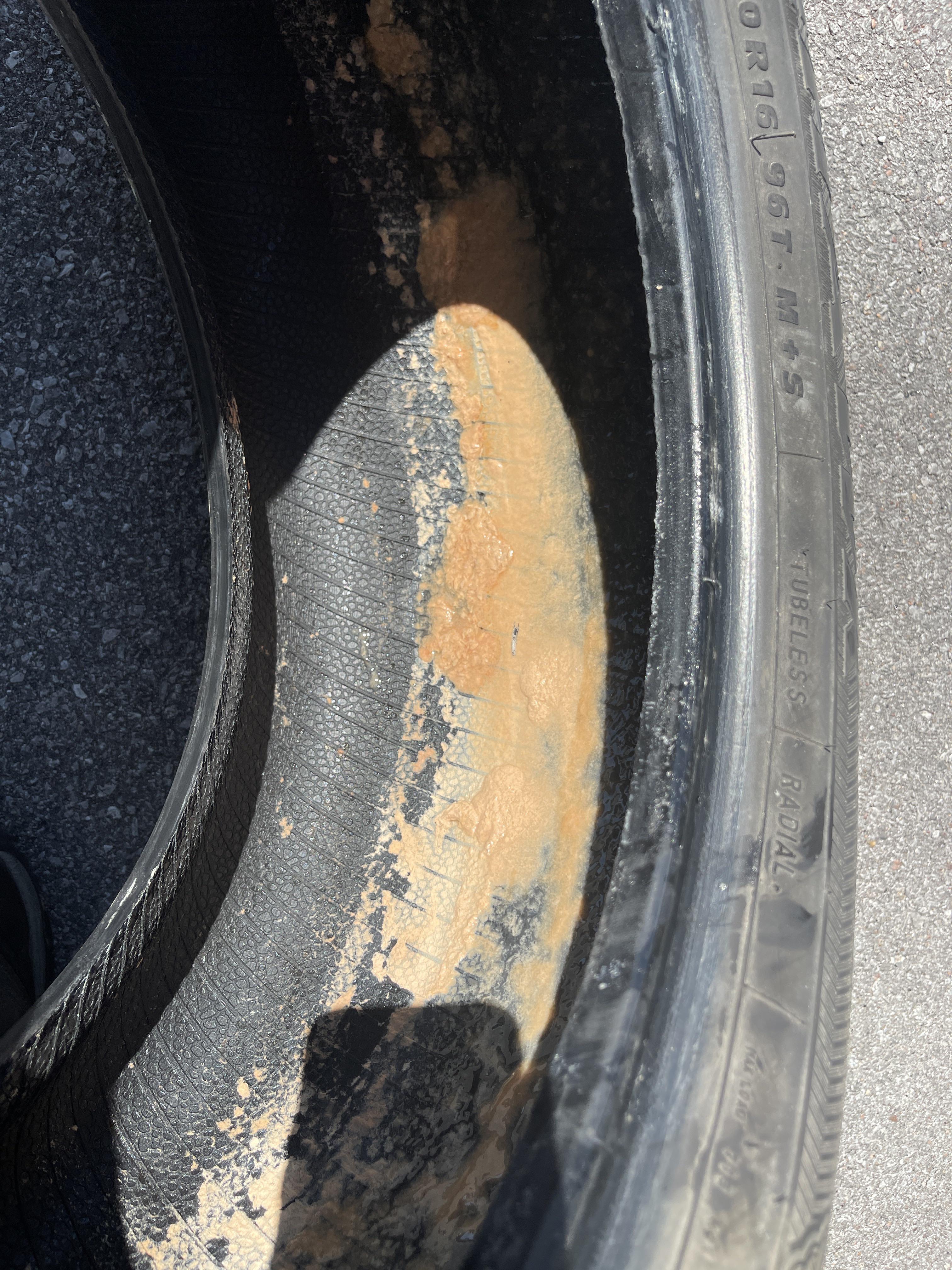 What is this? Tires were 17 years old, c/s never put fix a flat in