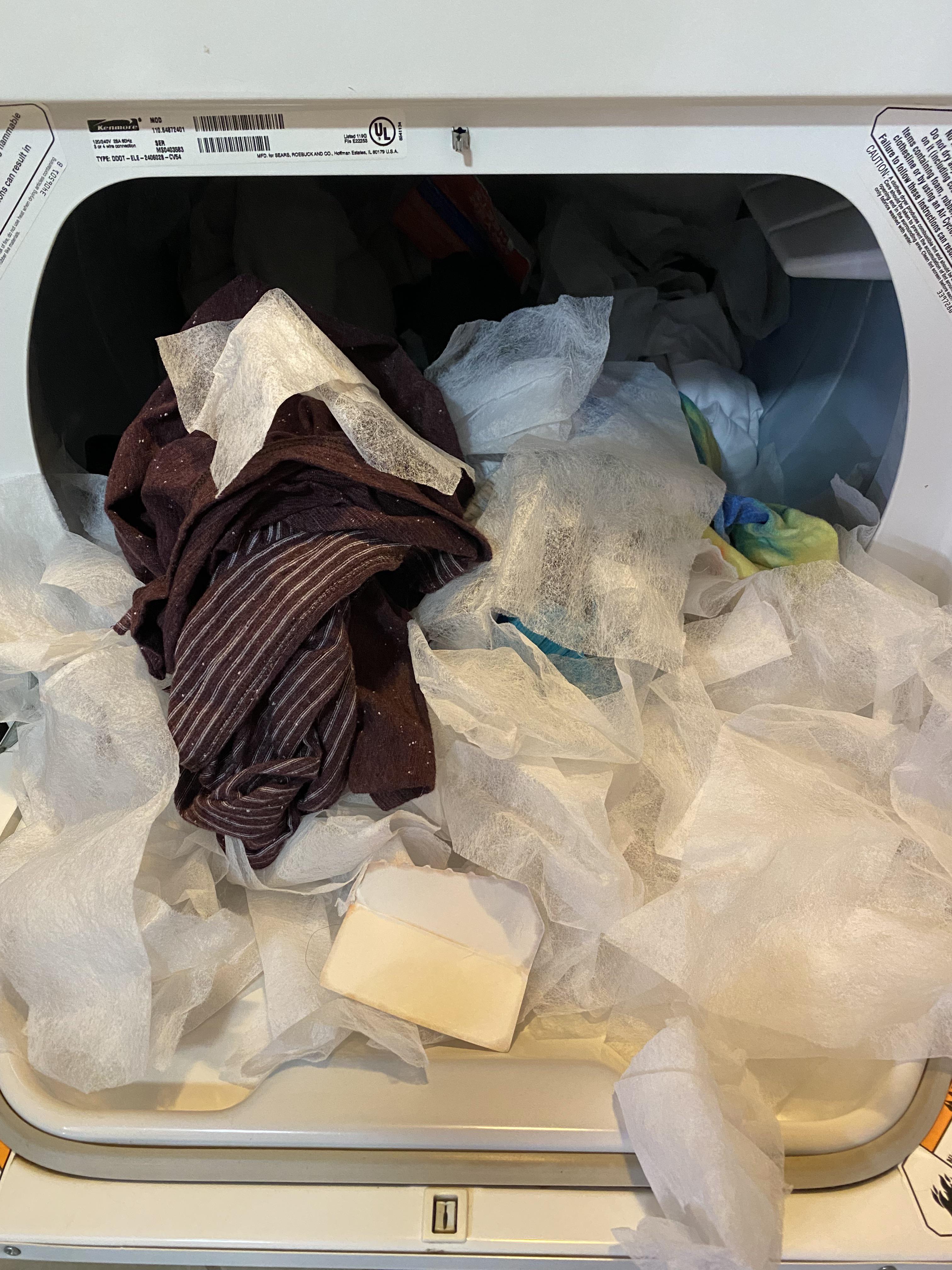 My wife tossed a pile of laundry into the dryer. Along with a brand new