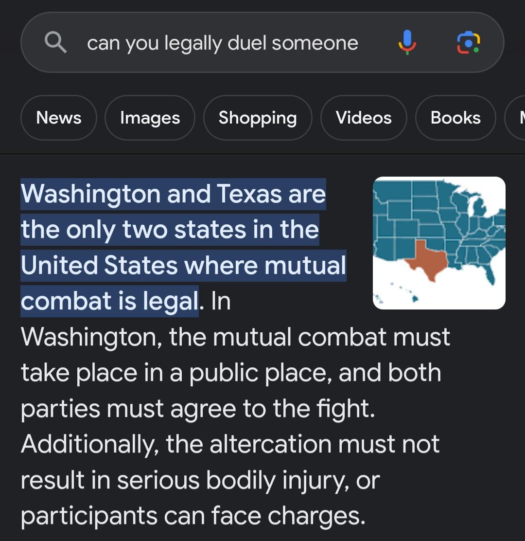 It is my godgiven right to enter mutual combat with another person