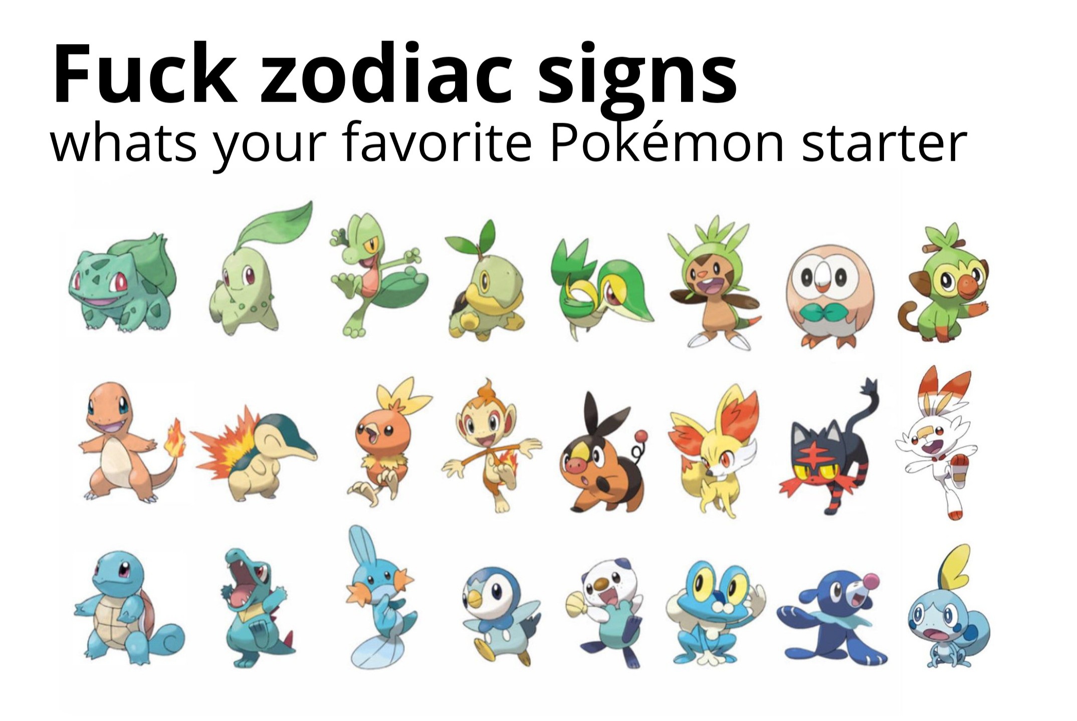 Favorite Pokémon starter? r/memes