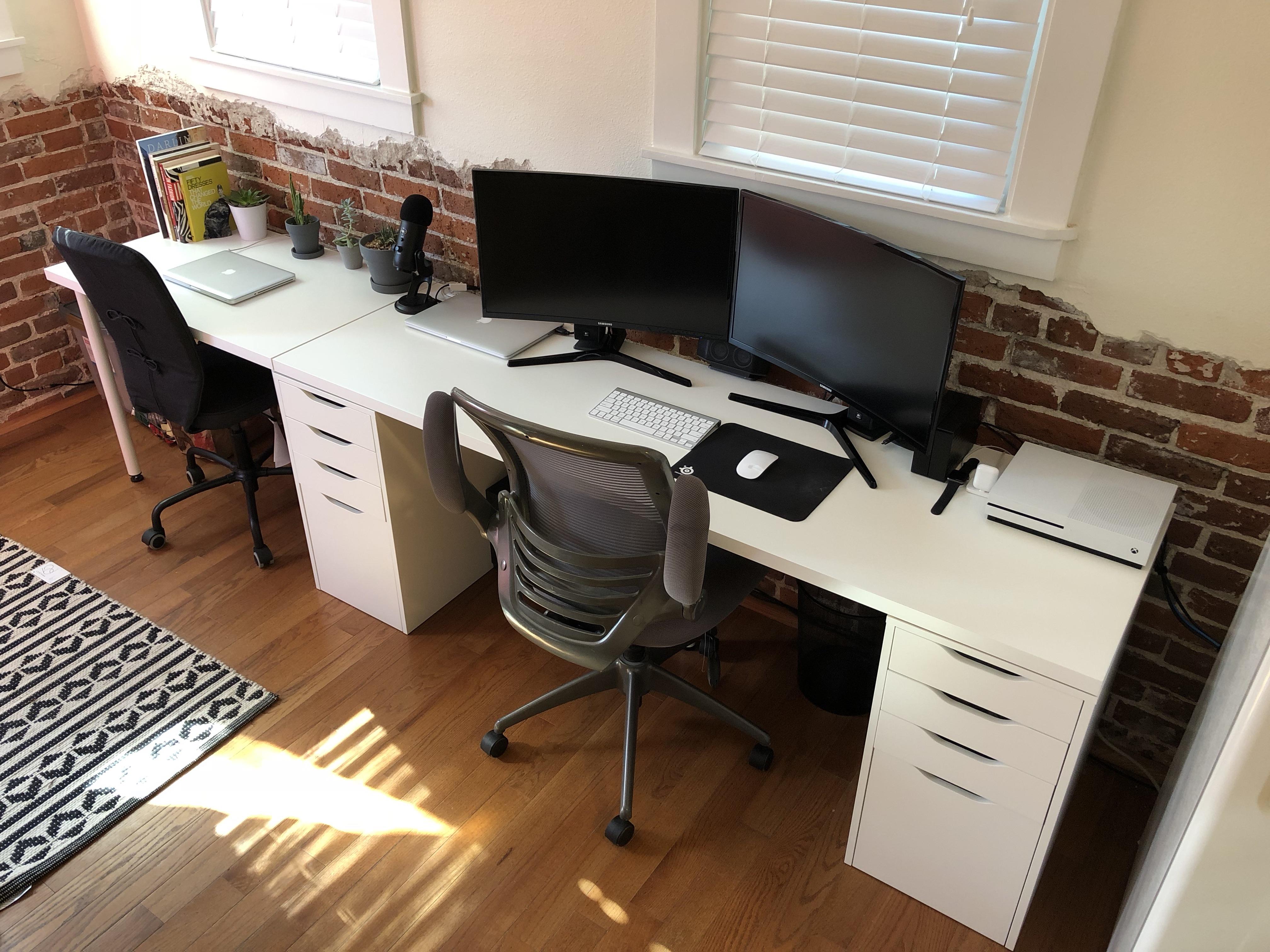 We just moved and finally got our his/hers dream desk r/macsetups