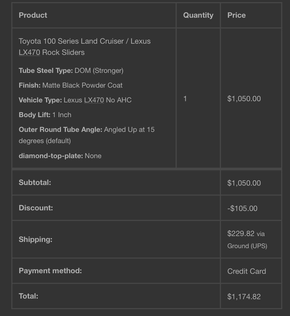 For Sale White Knuckle Offroad Rock Sliders for 100 series Land