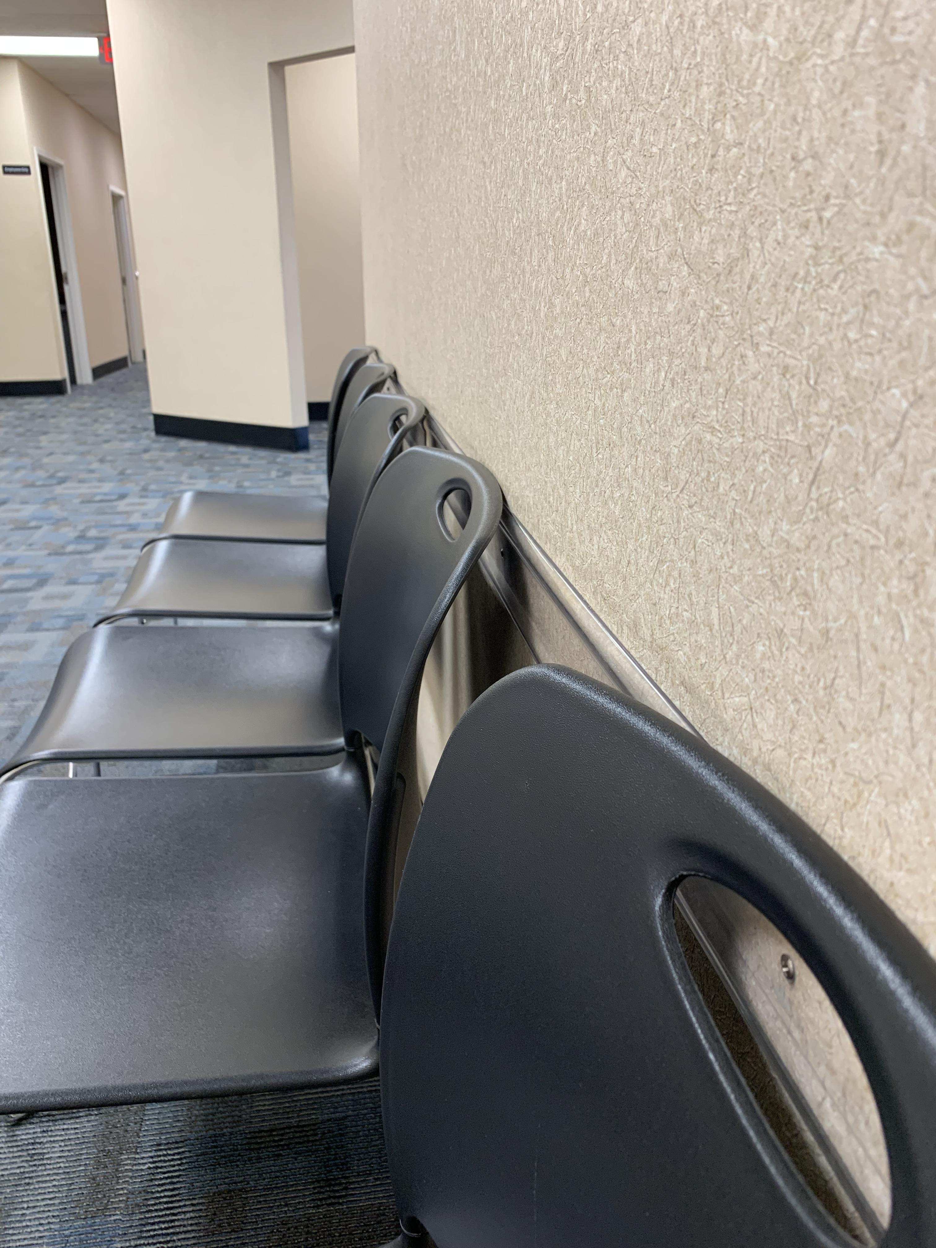 The new chairs bend just over the top of the wall protectors. r