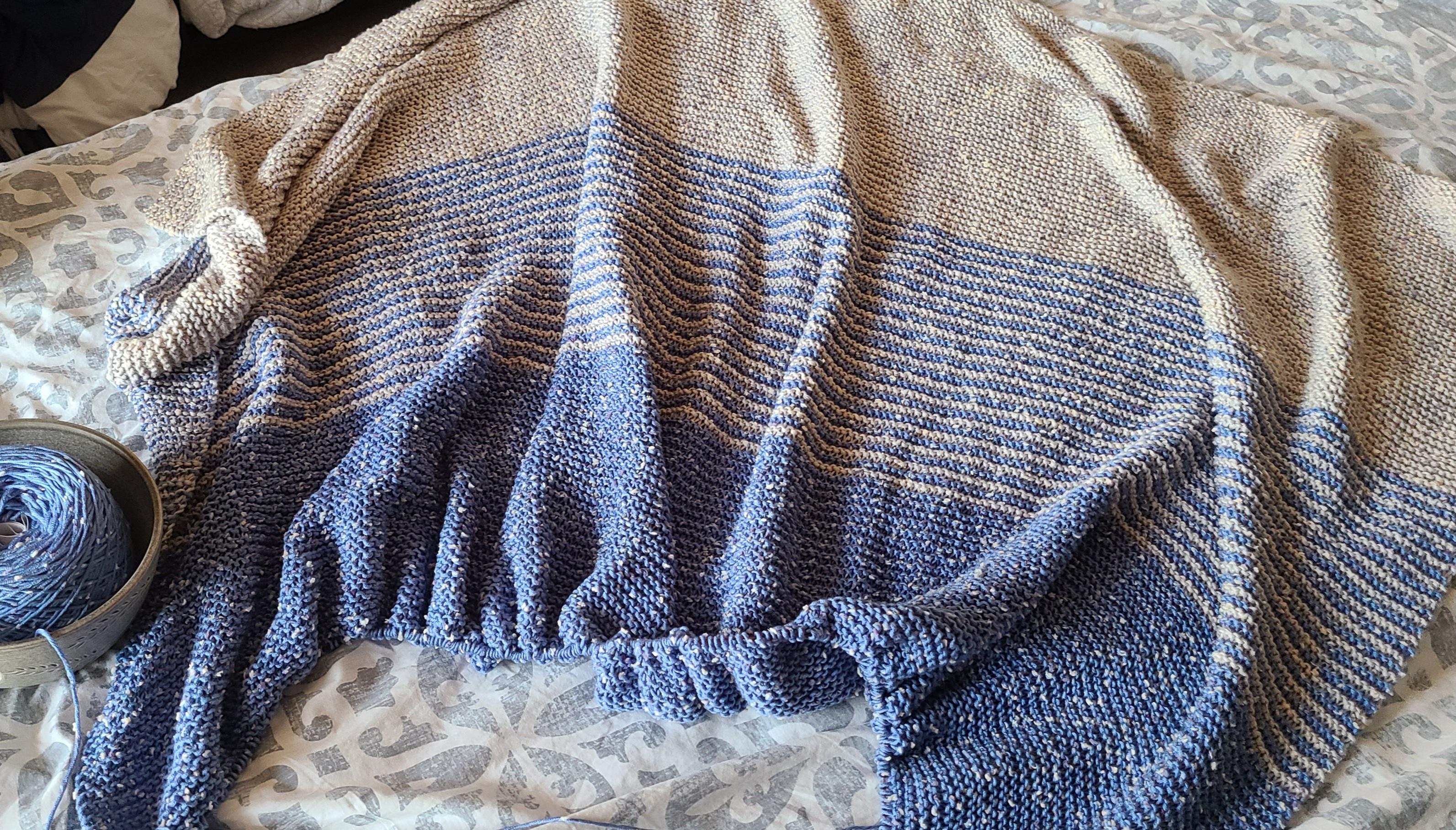 This leftover yarn blanket is turning out better than I had expected