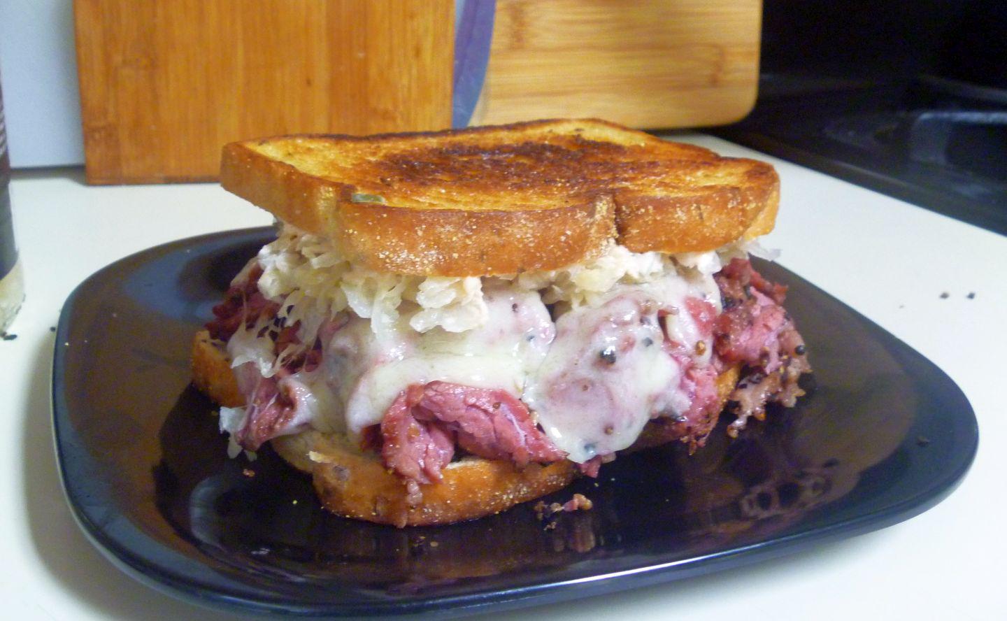 Home Made TriTip Pastrami Reuben r/eatsandwiches