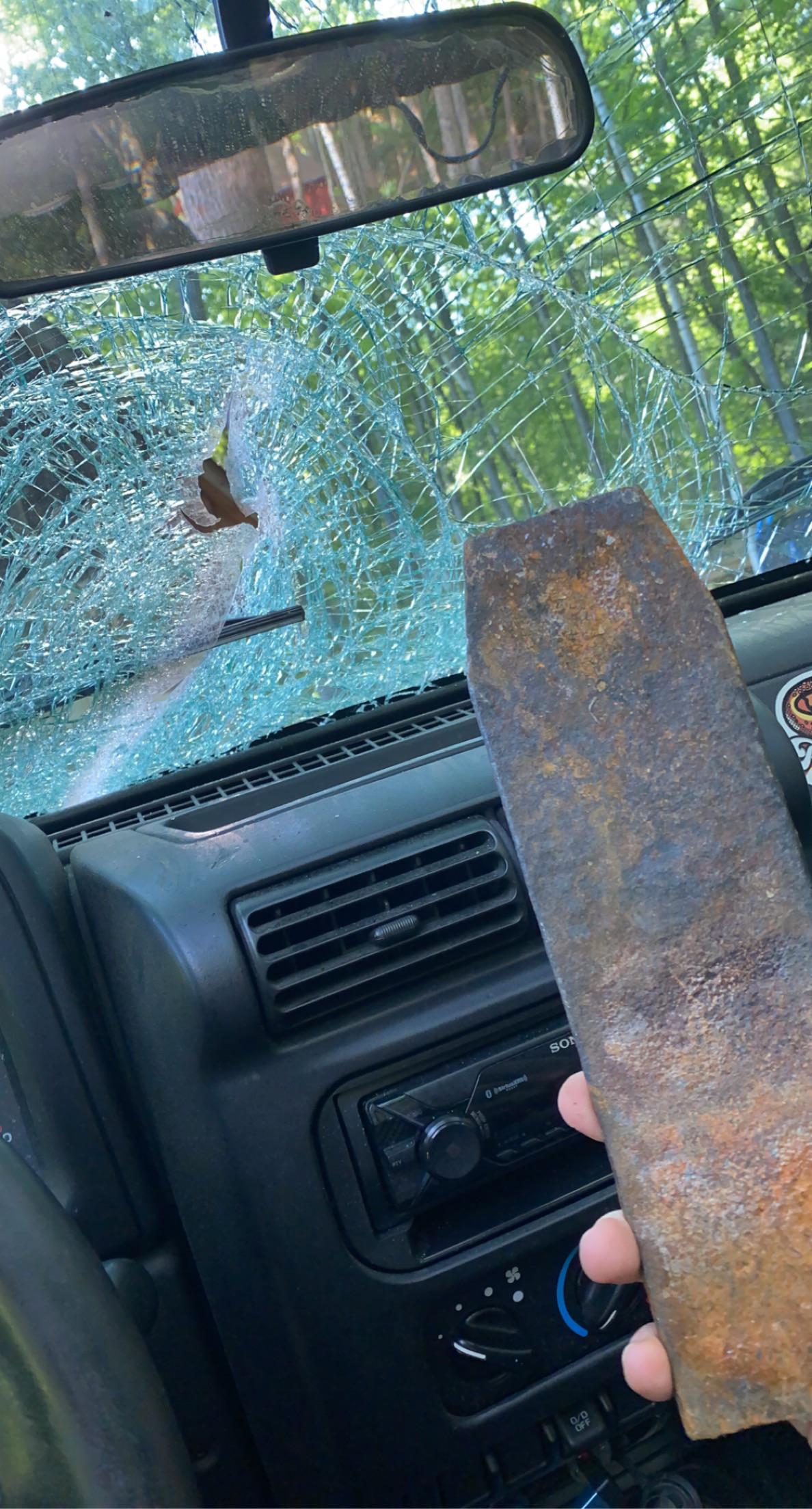 Someone dropped this not so friendly lawn mower blade in front of me on