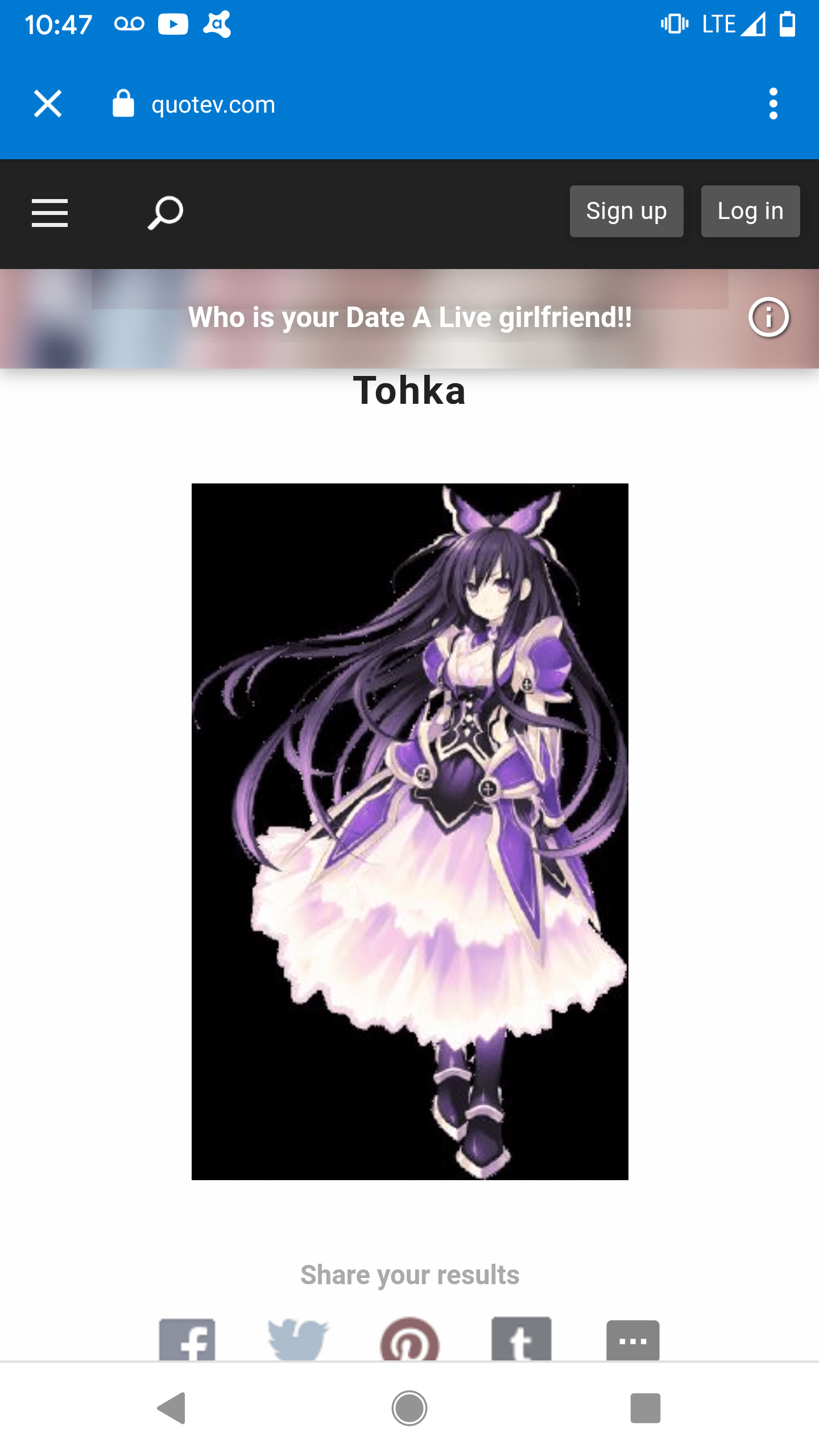 Took the Date a Live Quiz thing on the Date a Live Reddit