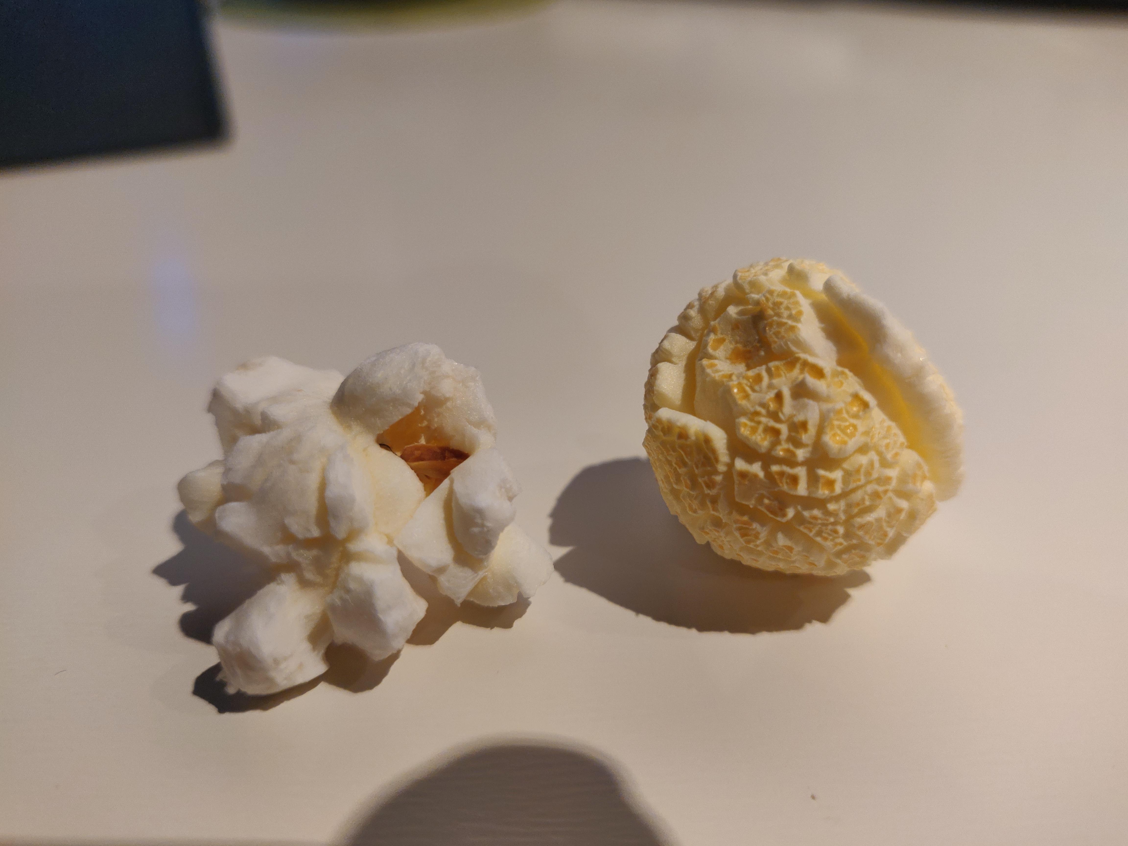 What makes a popcorn pop like the one on the right and not the more