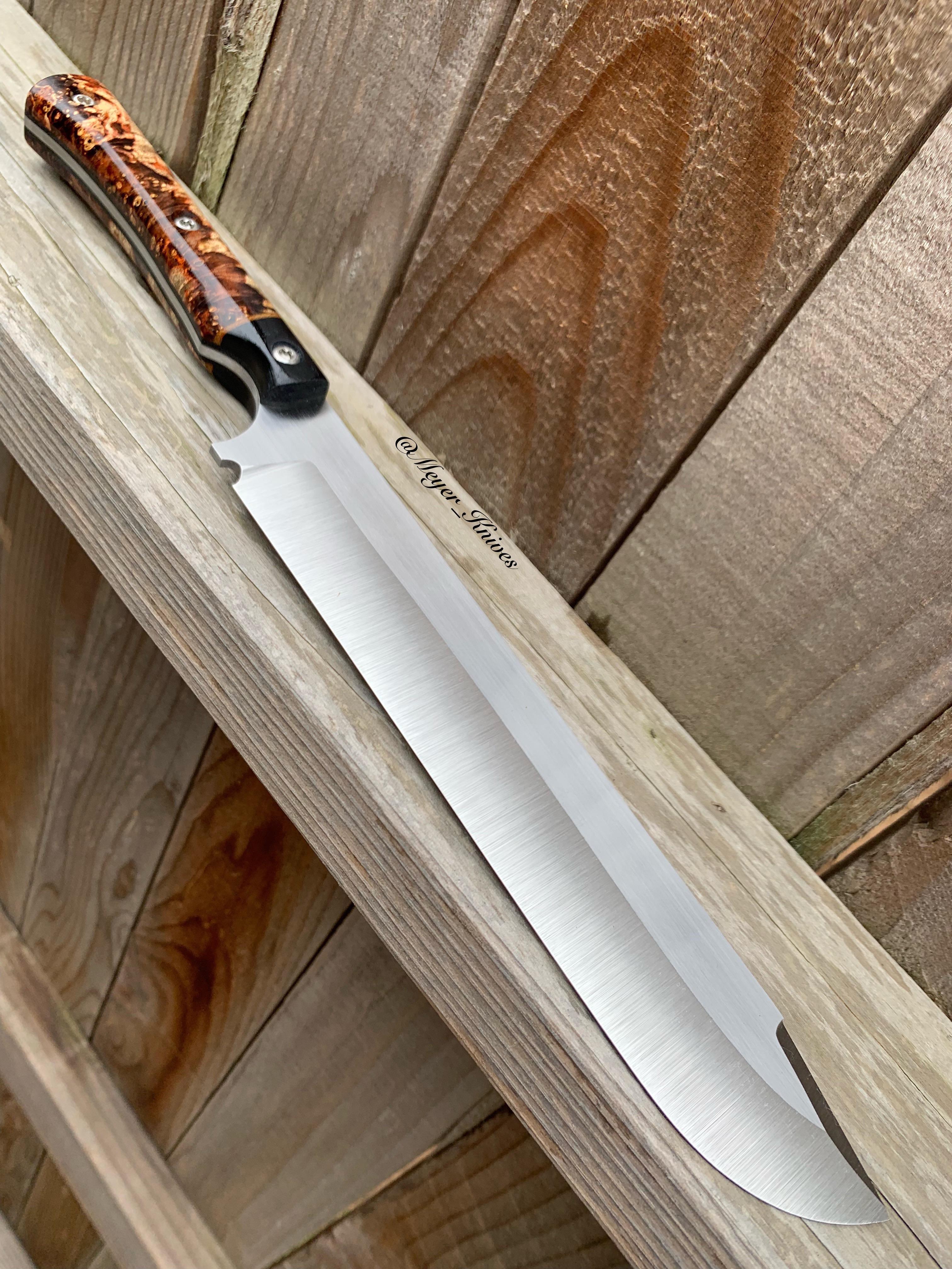 BBQ knife in CPM 154 stainless. 14” overall length. It’s grilling