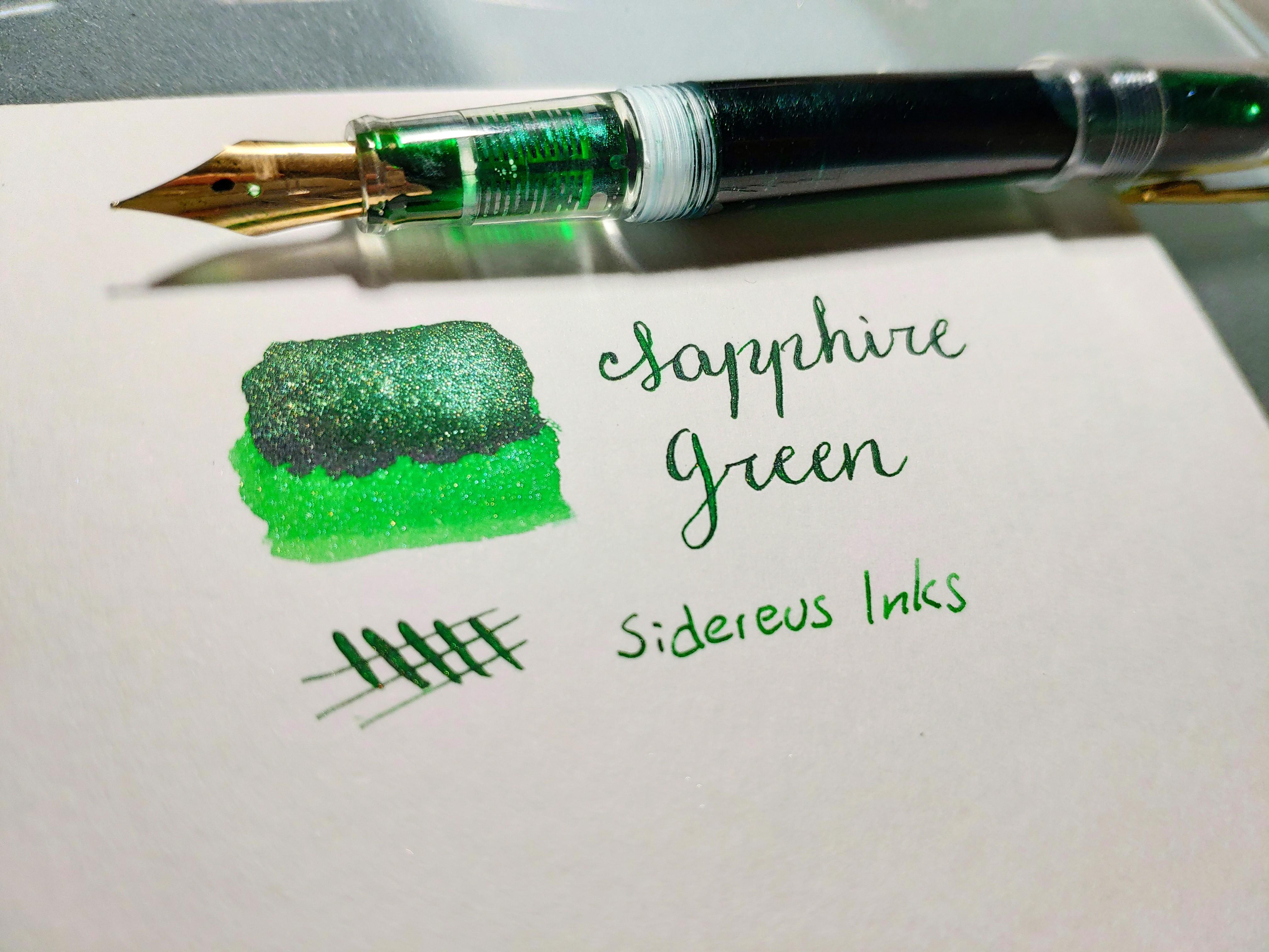 I make custom inks! This is my new green with blue shimmer since many people asked for one