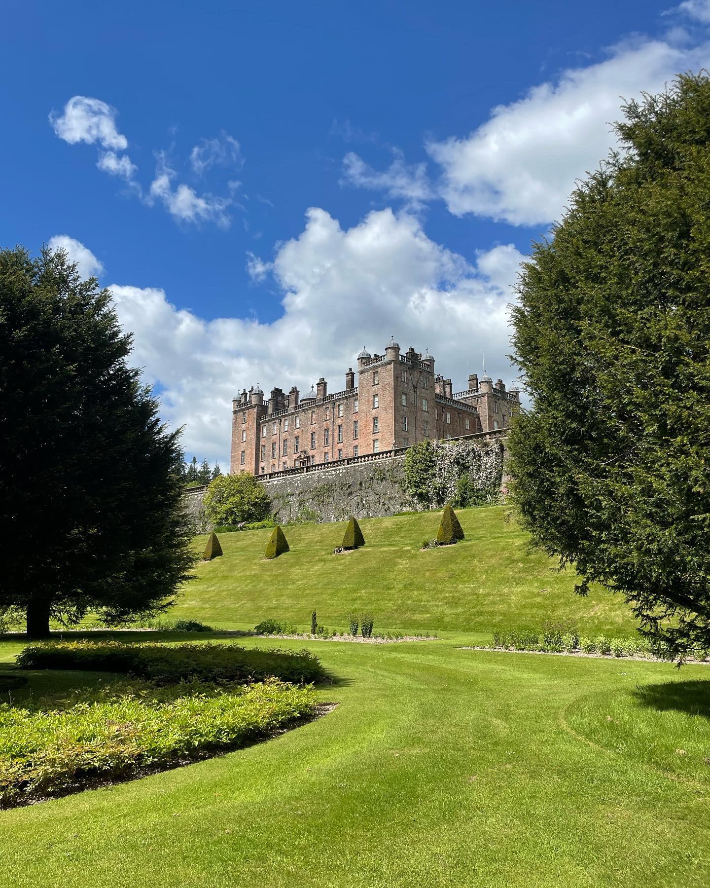 Drumlanrig Castle in Dumfries, Scotland. Also known as the Pink Palace