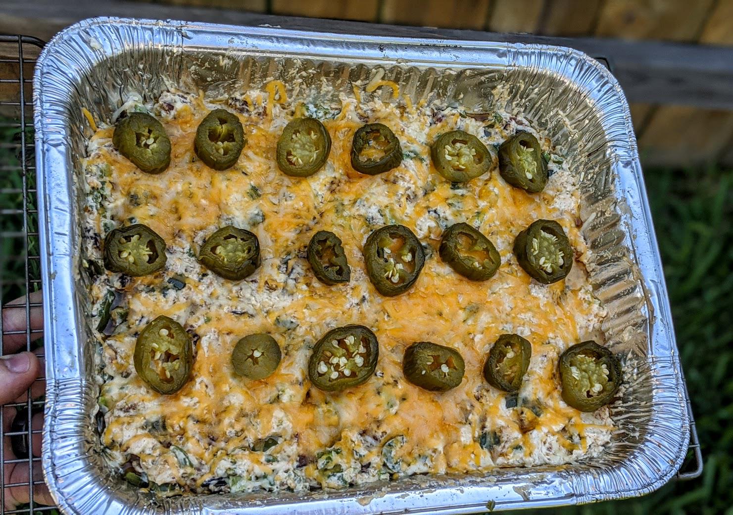 Jalapeno popper dip topped with cowboy candy r/spicy
