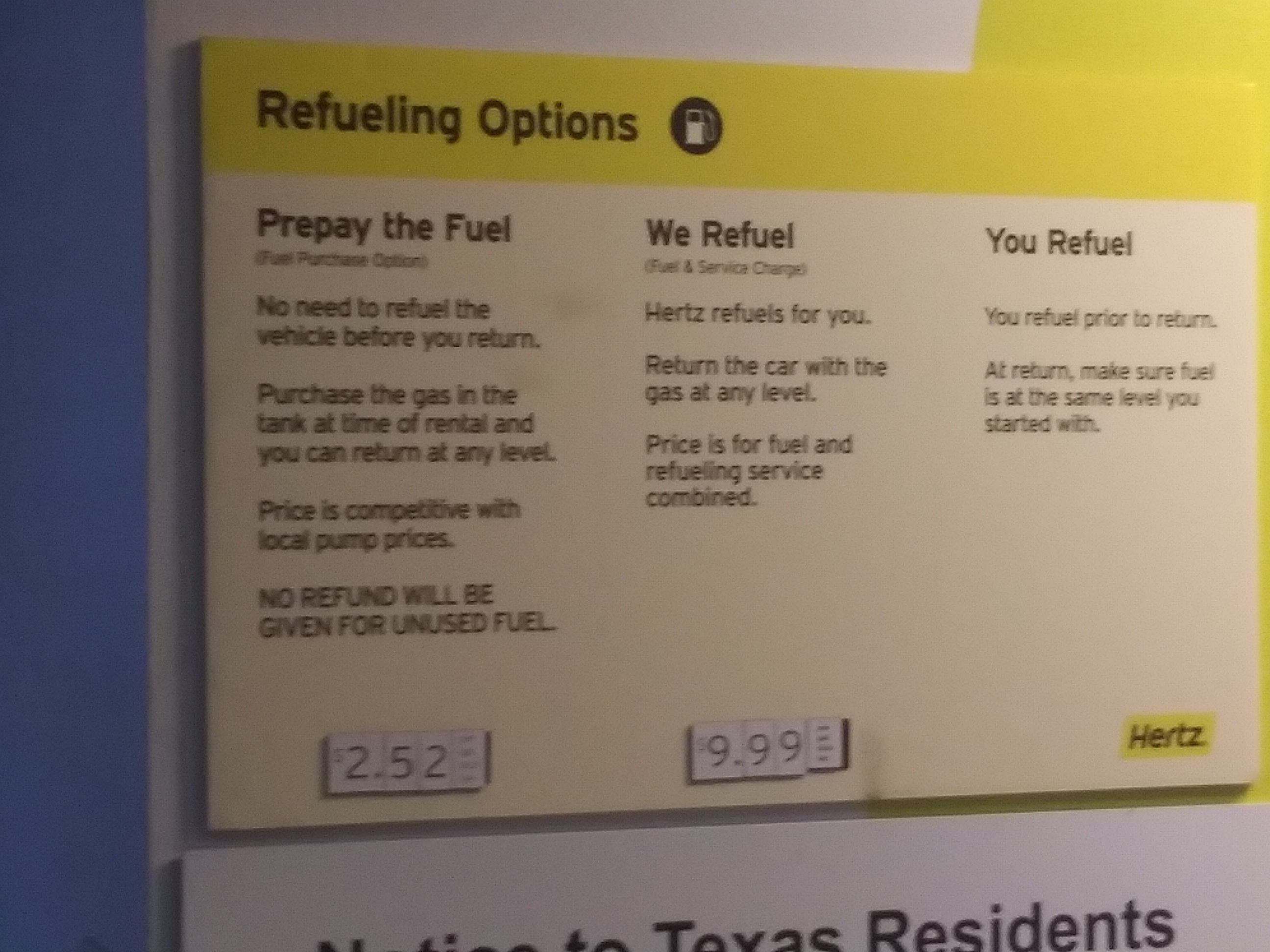 The only time I've ever seen a rental car fuel refill price lower than