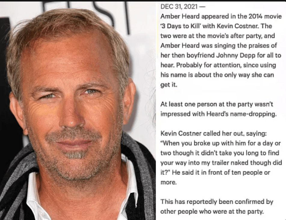 Kevin Costner called Amber Heard out JusticeForJohnnyDepp