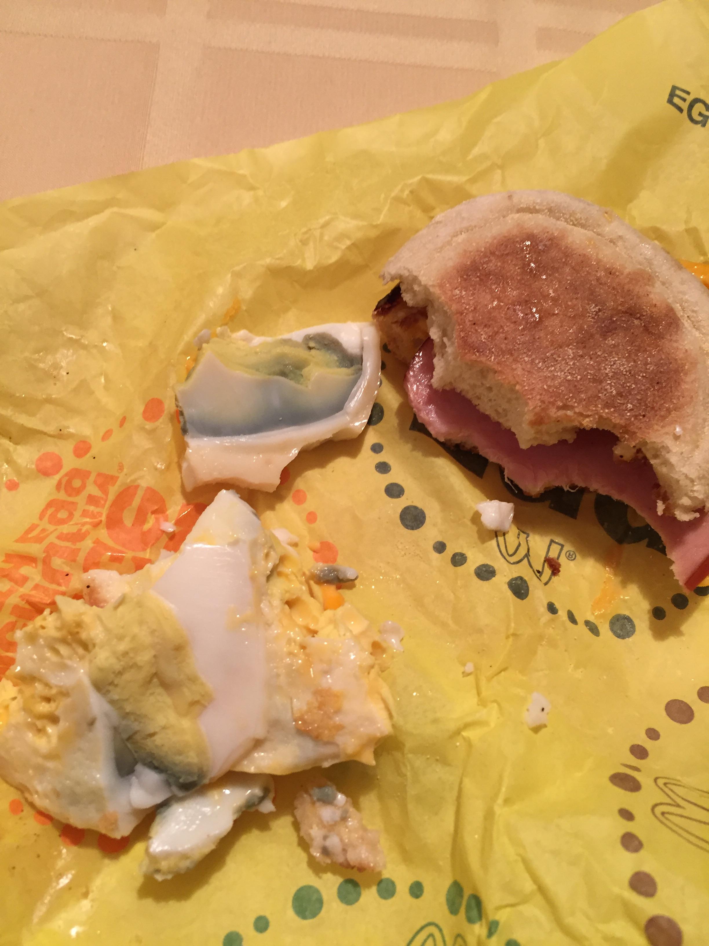 What is the green stuff in my egg from an egg McMuffin (McDonalds in CT, USA)? Mold? r