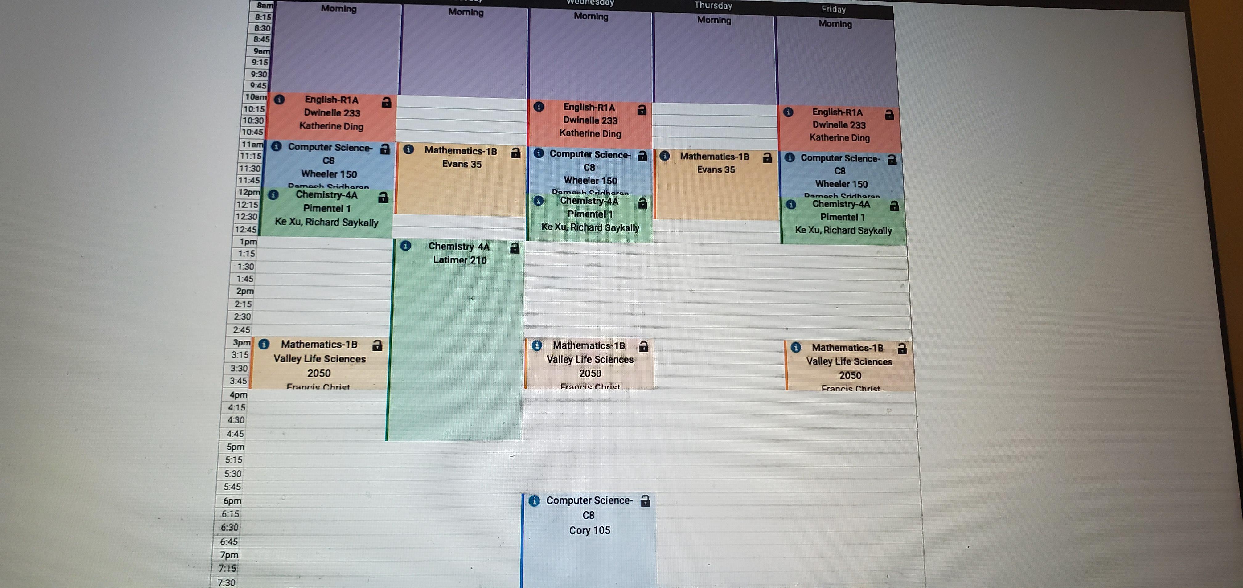Does this schedule seem reasonable? Still figuring out how planning