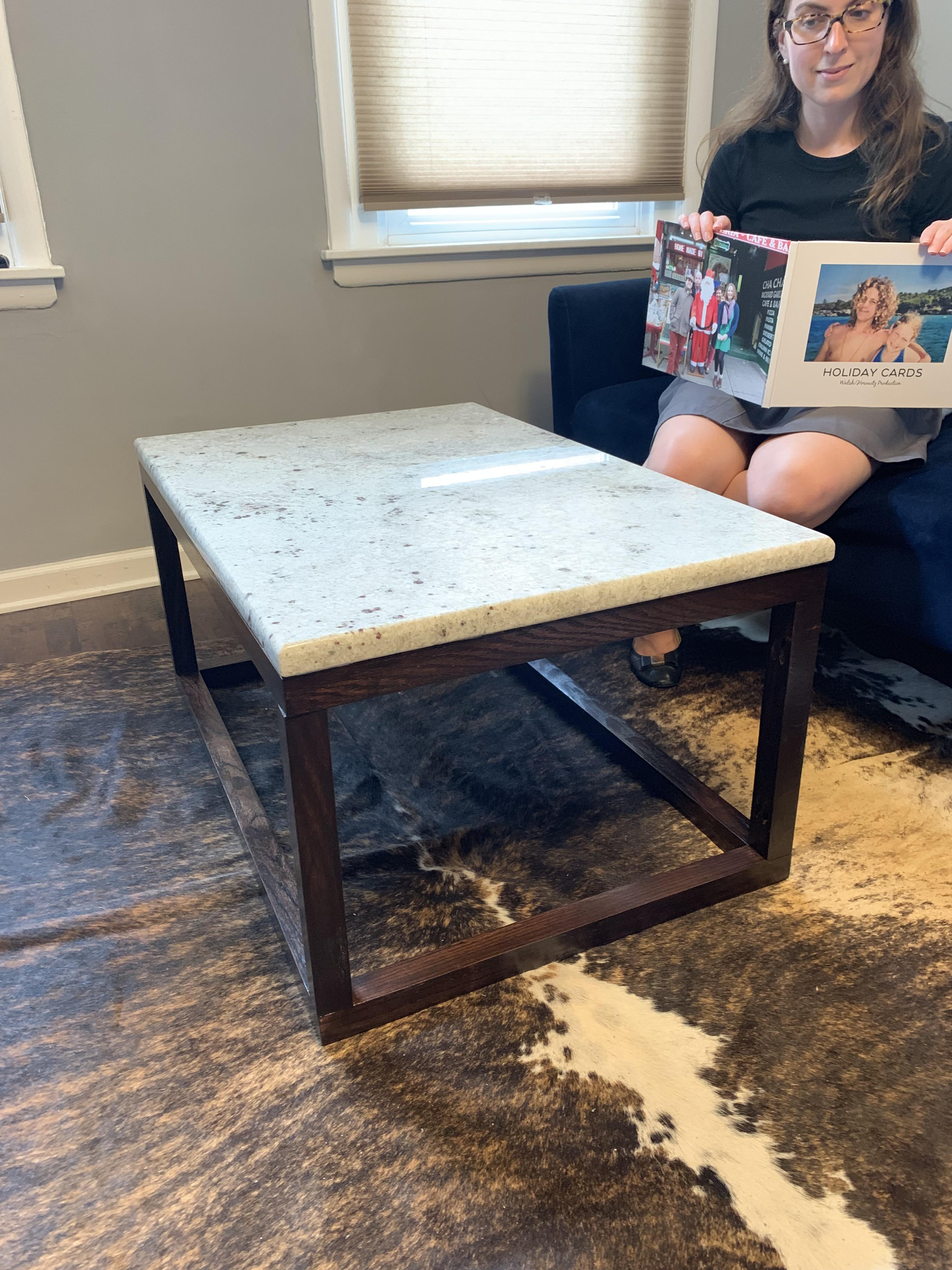 Made a coffee table with a marble top. r/woodworking