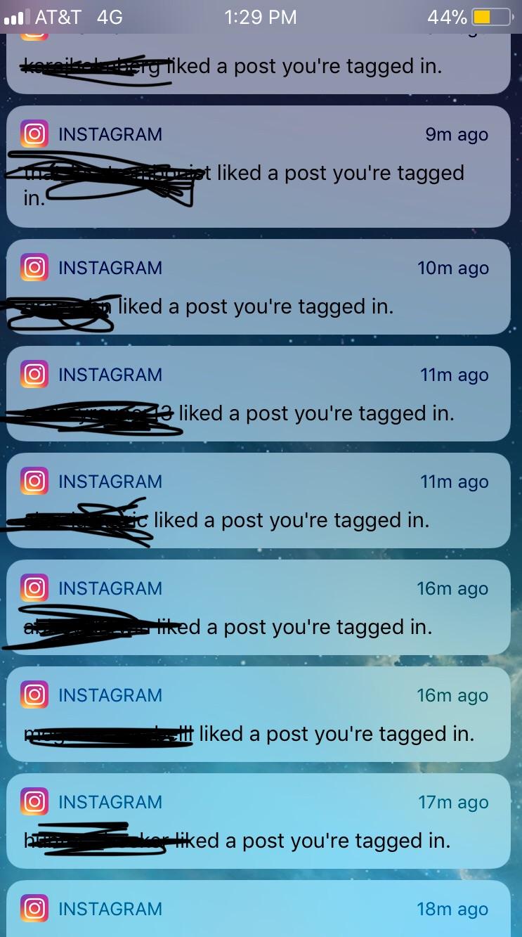 Instagram sends you a notification whenever someone likes a post you