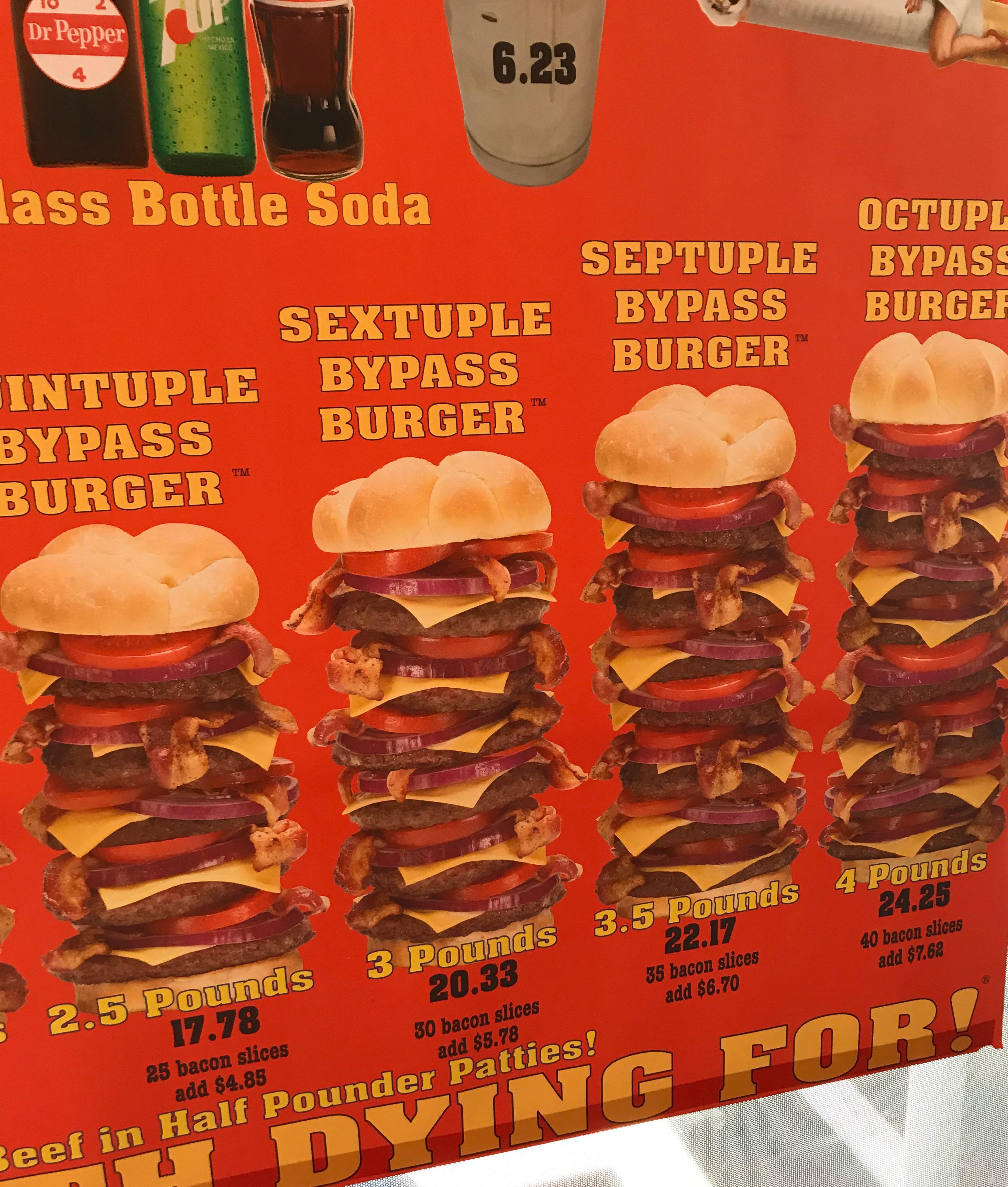 Menu at Heart Attack Grill in Las Vegas funnysigns