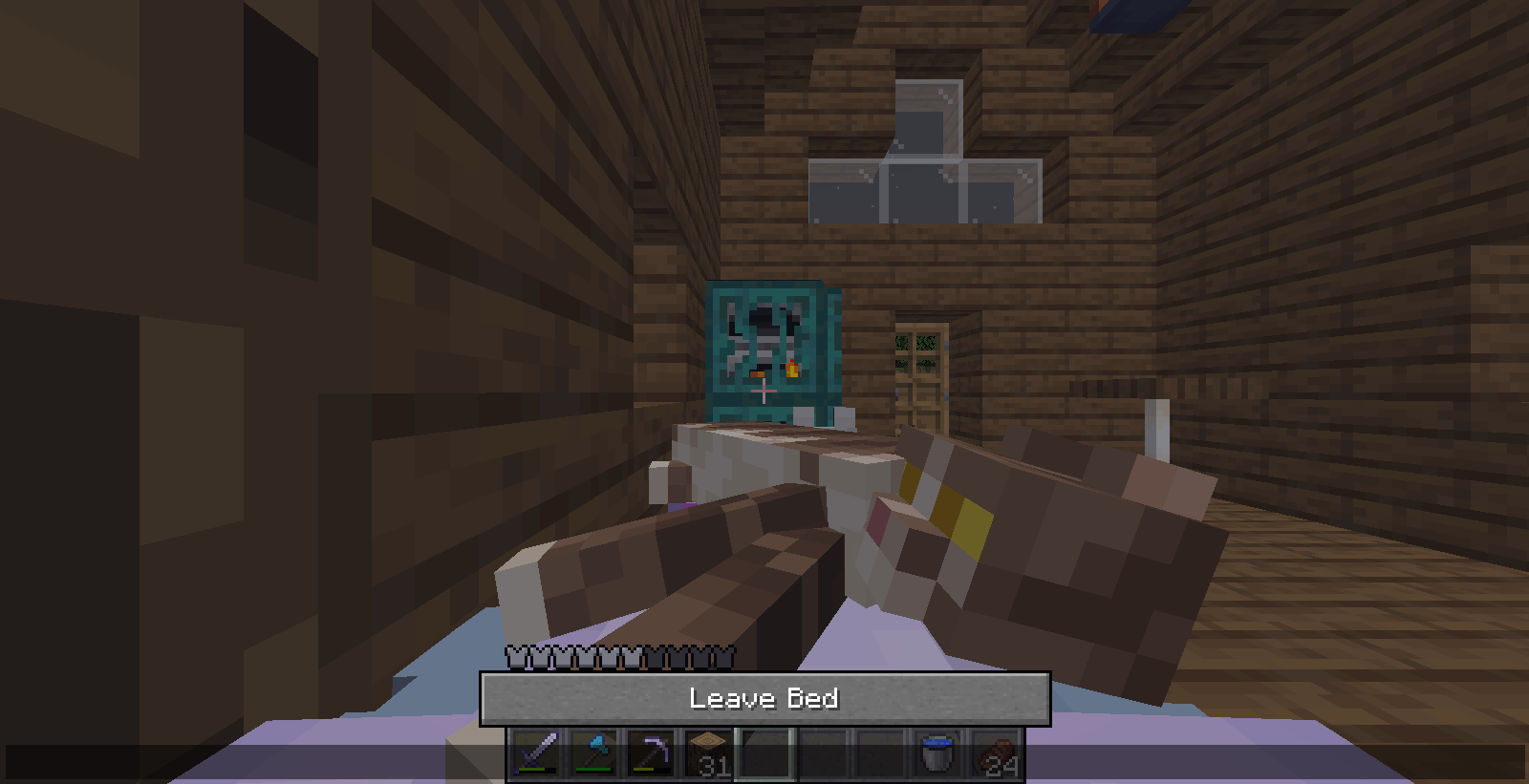 My cat is laying on me when I sleep. D Minecraft