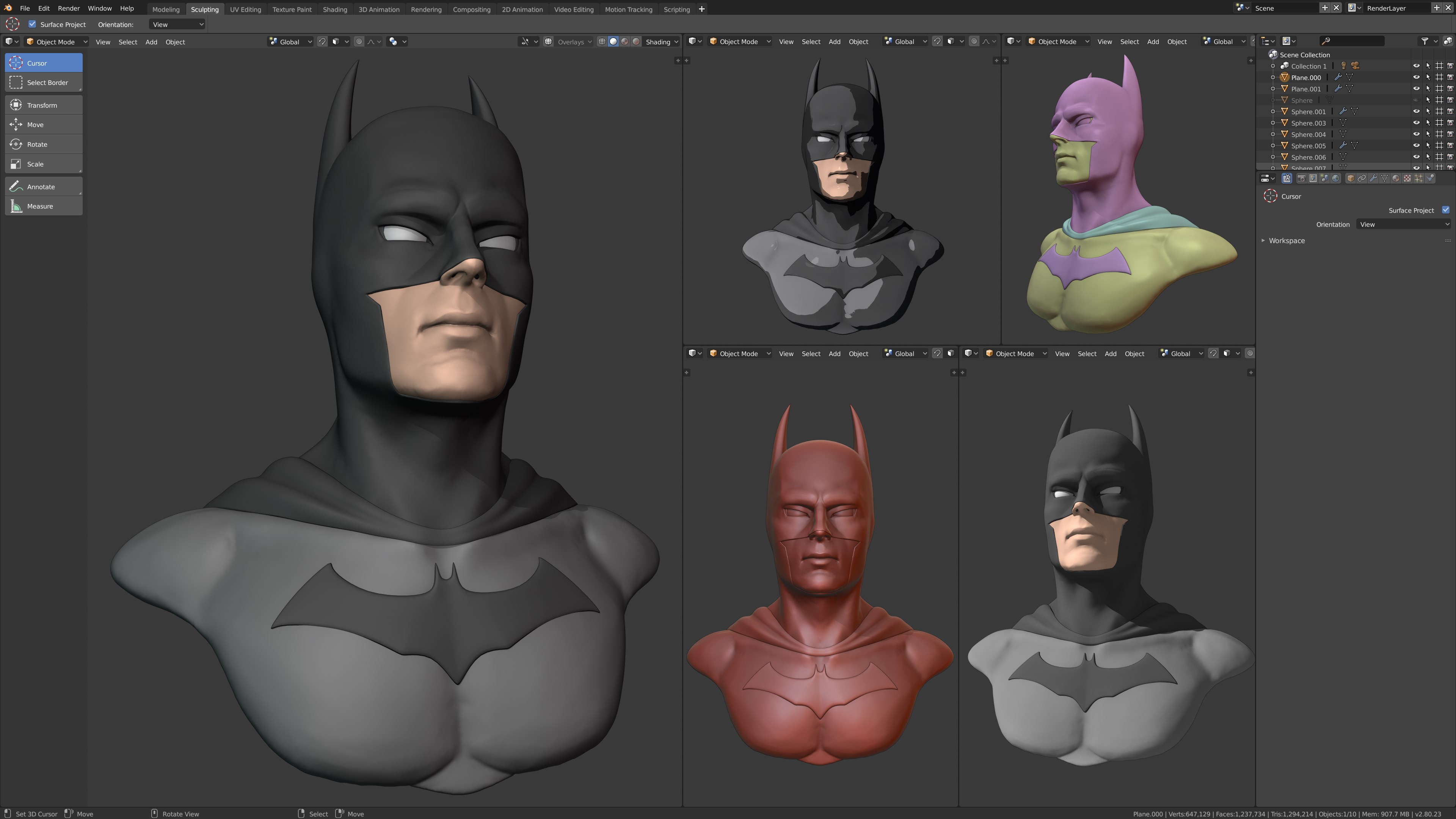 Blender 2.8 Sculpting Batman "WIP" r/blender