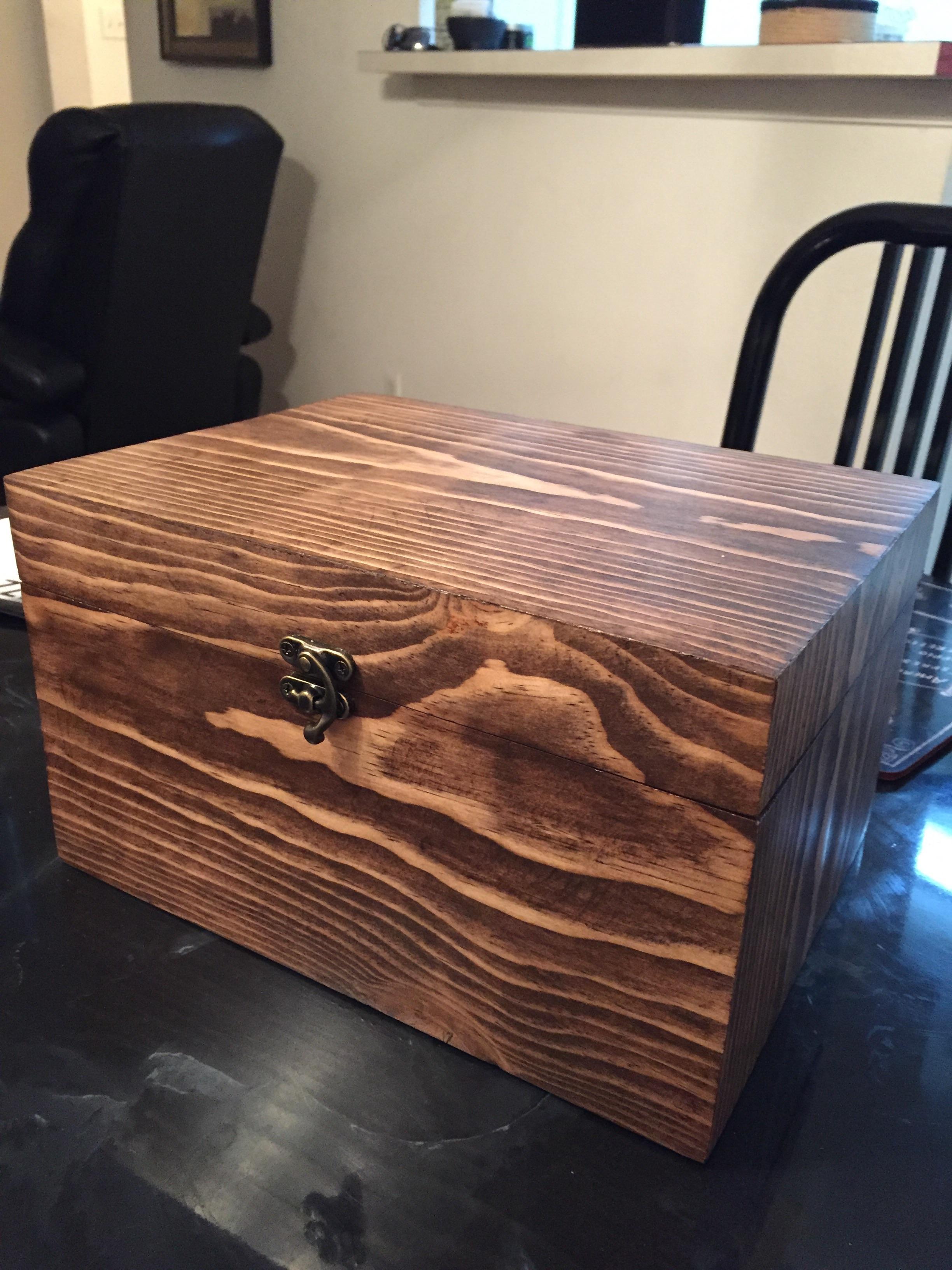 Memory box I made my boyfriend r/woodworking