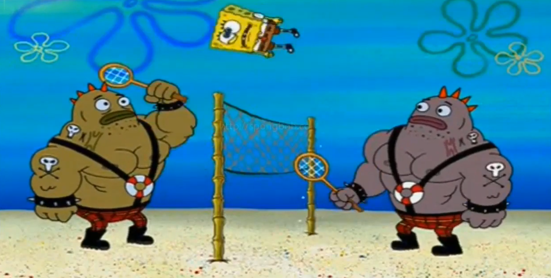 Two tough guys bouncing SpongeBob back and forth between them r/MemeTemplatesOfficial